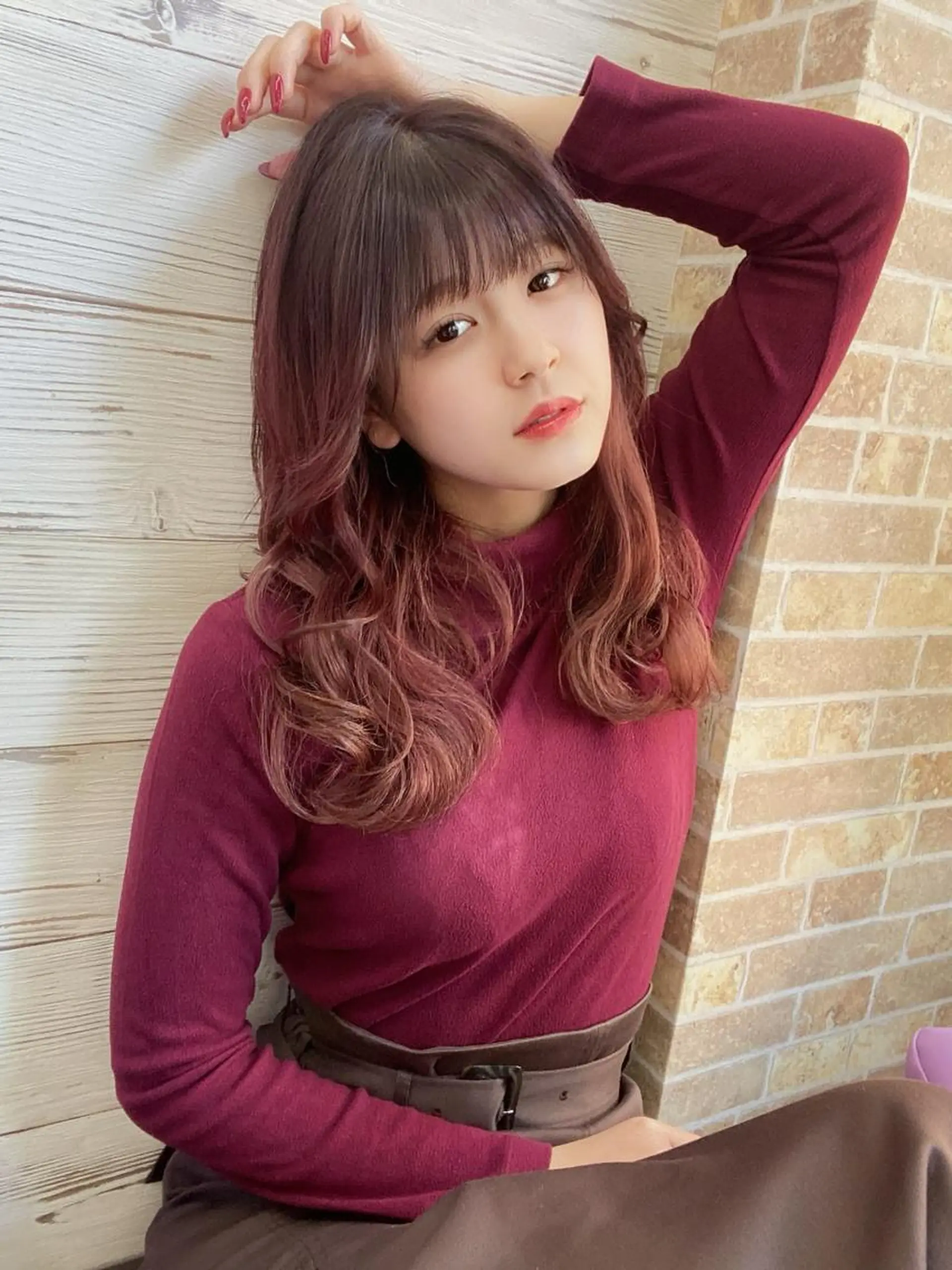 セミロング カラー ヘアアレンジ ショートボブ 編み込みエクステ シールエクステ セミロングパーマ バレイヤージュ LAVENDIA 初音のヘアスタイル