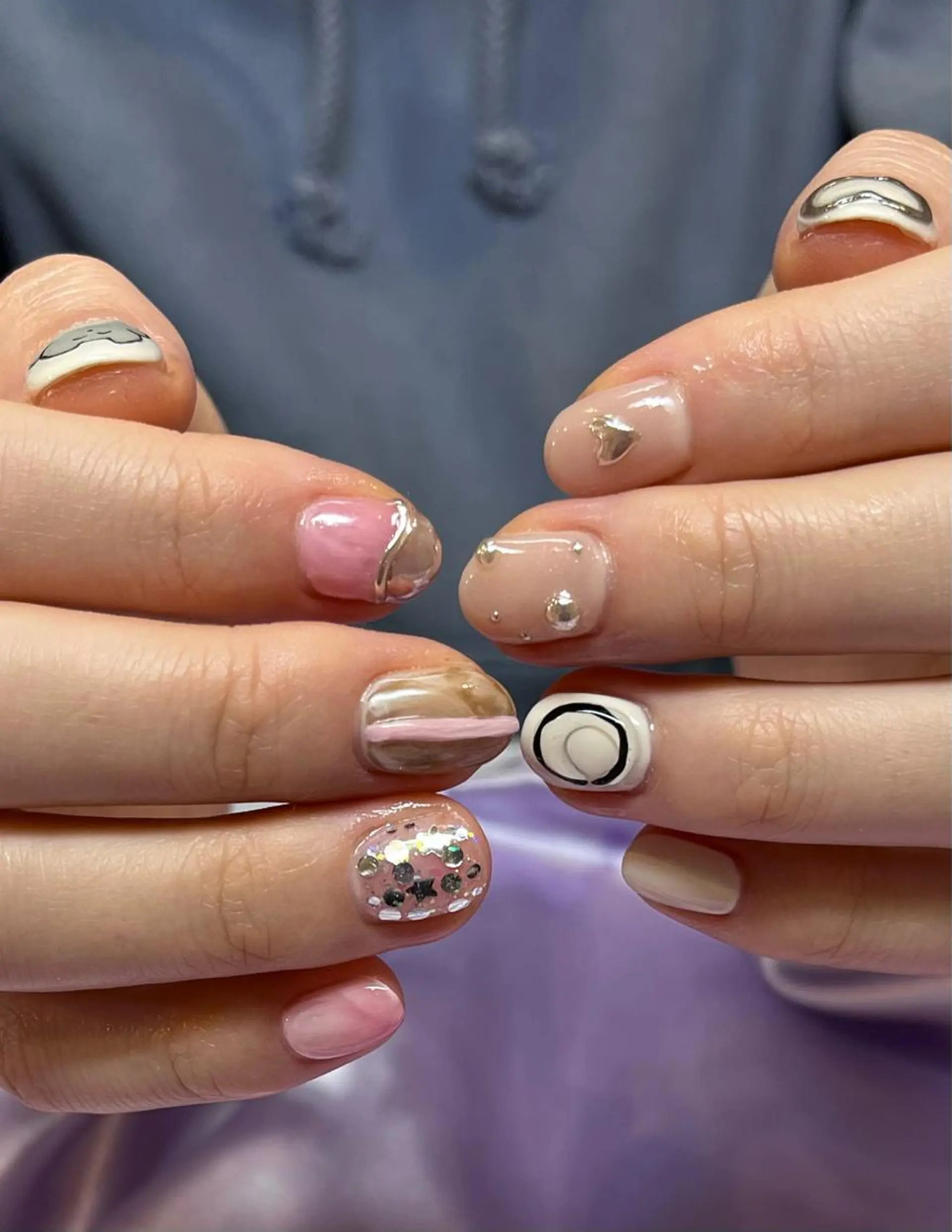 ネイル オーロラネイル ハート キラキラネイル 韓国ネイル ラメ(グリッター) ハンドネイル フットネイル Para Sol nail　Maoのネイルデザイン