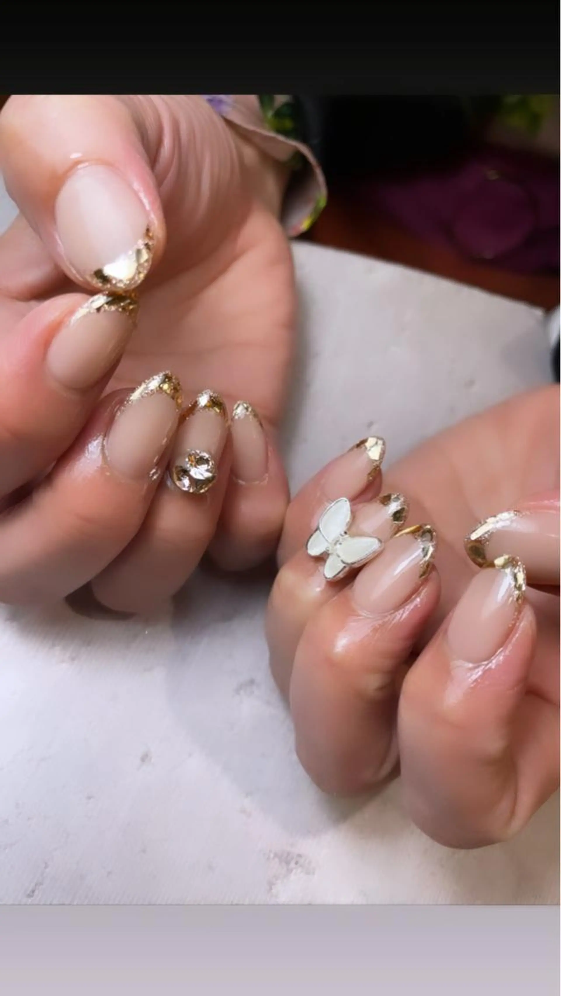 ネイル フレンチネイル ガラスフレンチ ハンドネイル nail&eyelash mate所属・京都/東向日/桂 ayumiのネイルデザイン