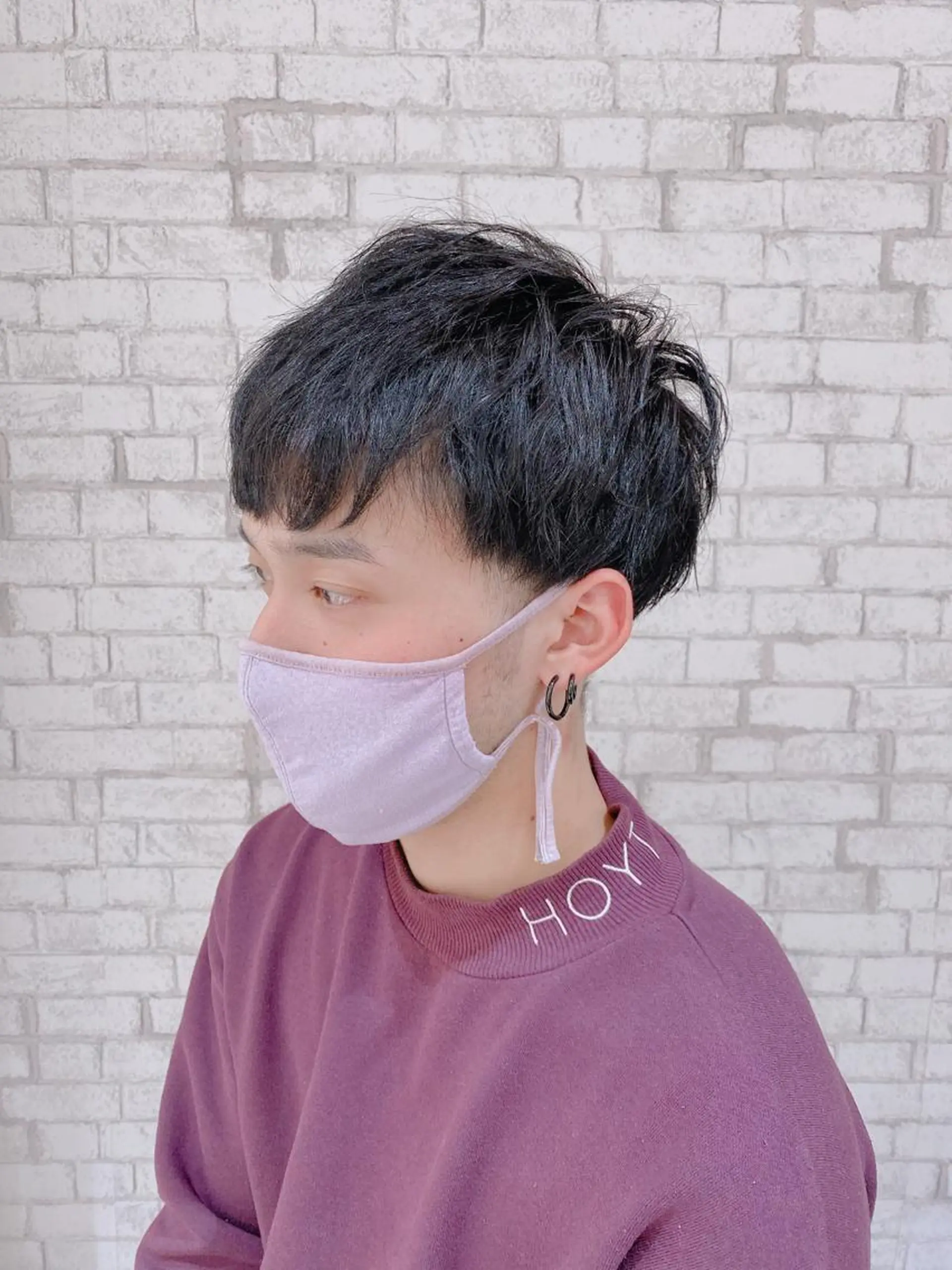 ショート パーマ ヘアアレンジ メンズ カット パーマ ブリーチなし艶カラー 東家のヘアスタイル