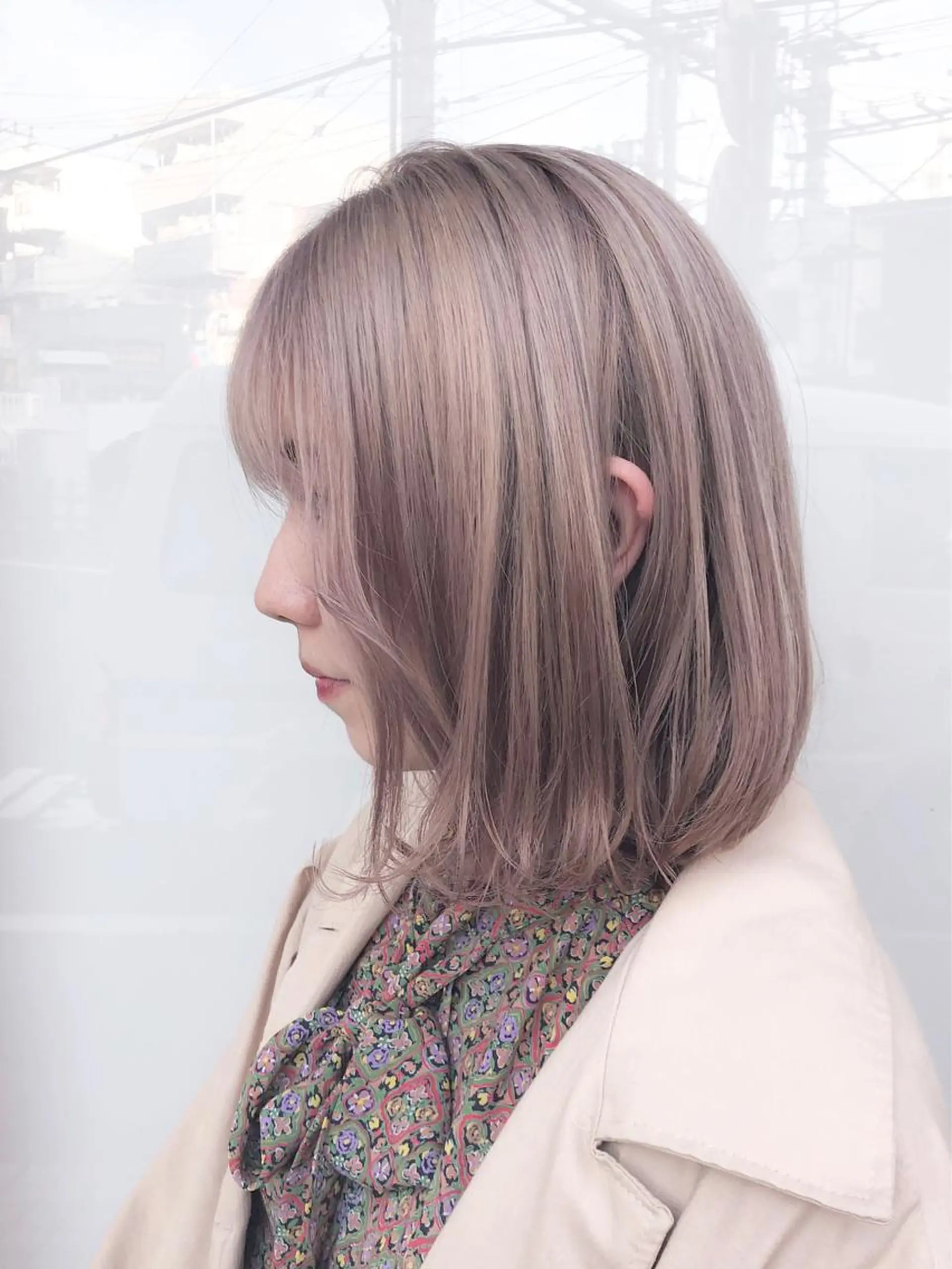 ミディアム カラー ピンクカラー ウルフカット ハッシュカット/七海のヘアスタイル