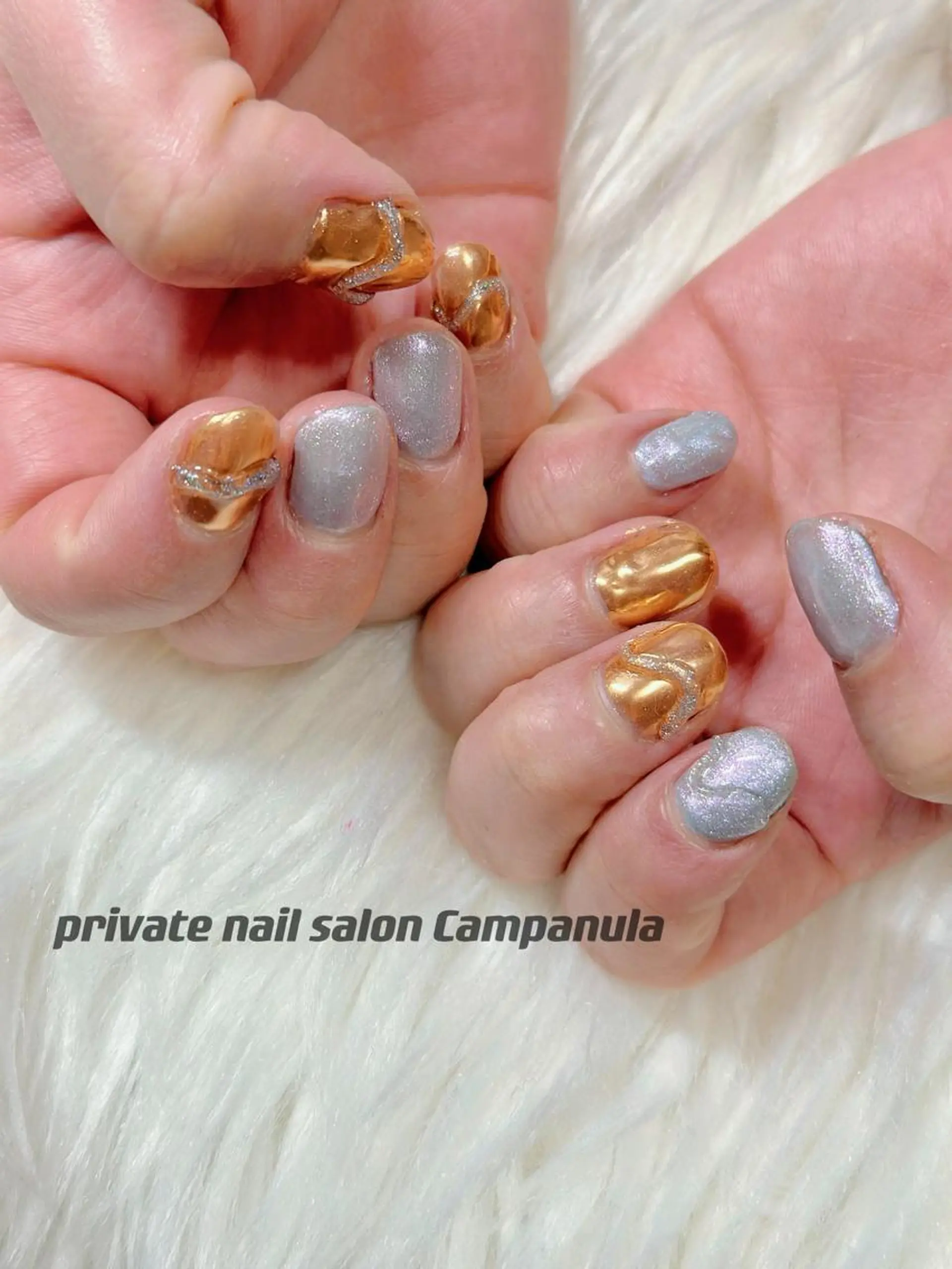 ネイル マグネットネイル ミラーネイル ネイルケアサロン Campanulaのネイルデザイン