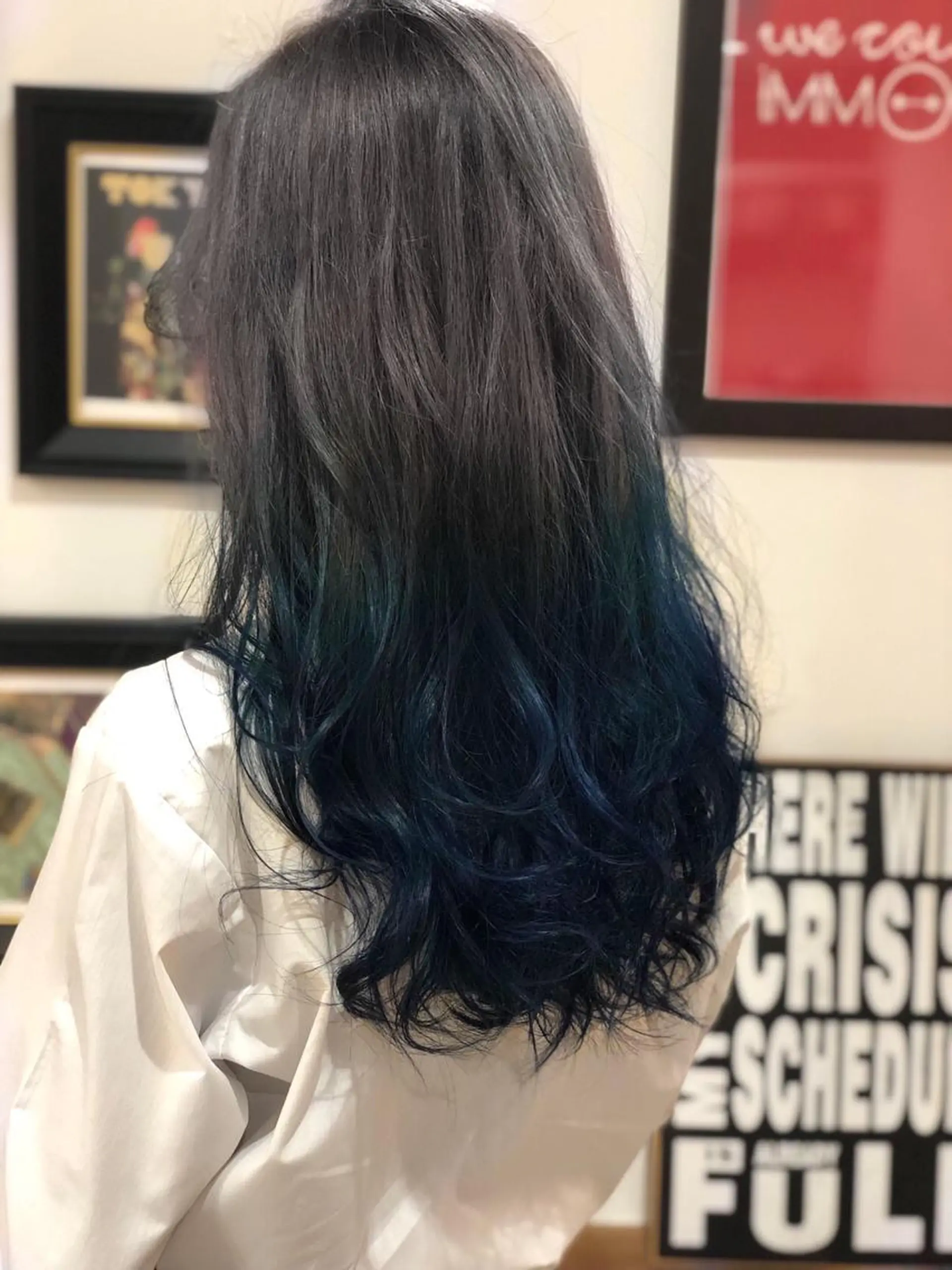 ロング カラー パーマ ヘアアレンジ マツエク・マツパ ブルーカラー グラデーションカラー グレージュ ヘアカラー トリートメント ヘアセット 吉田裕太/ハイライト ダブルカラーのヘアスタイル