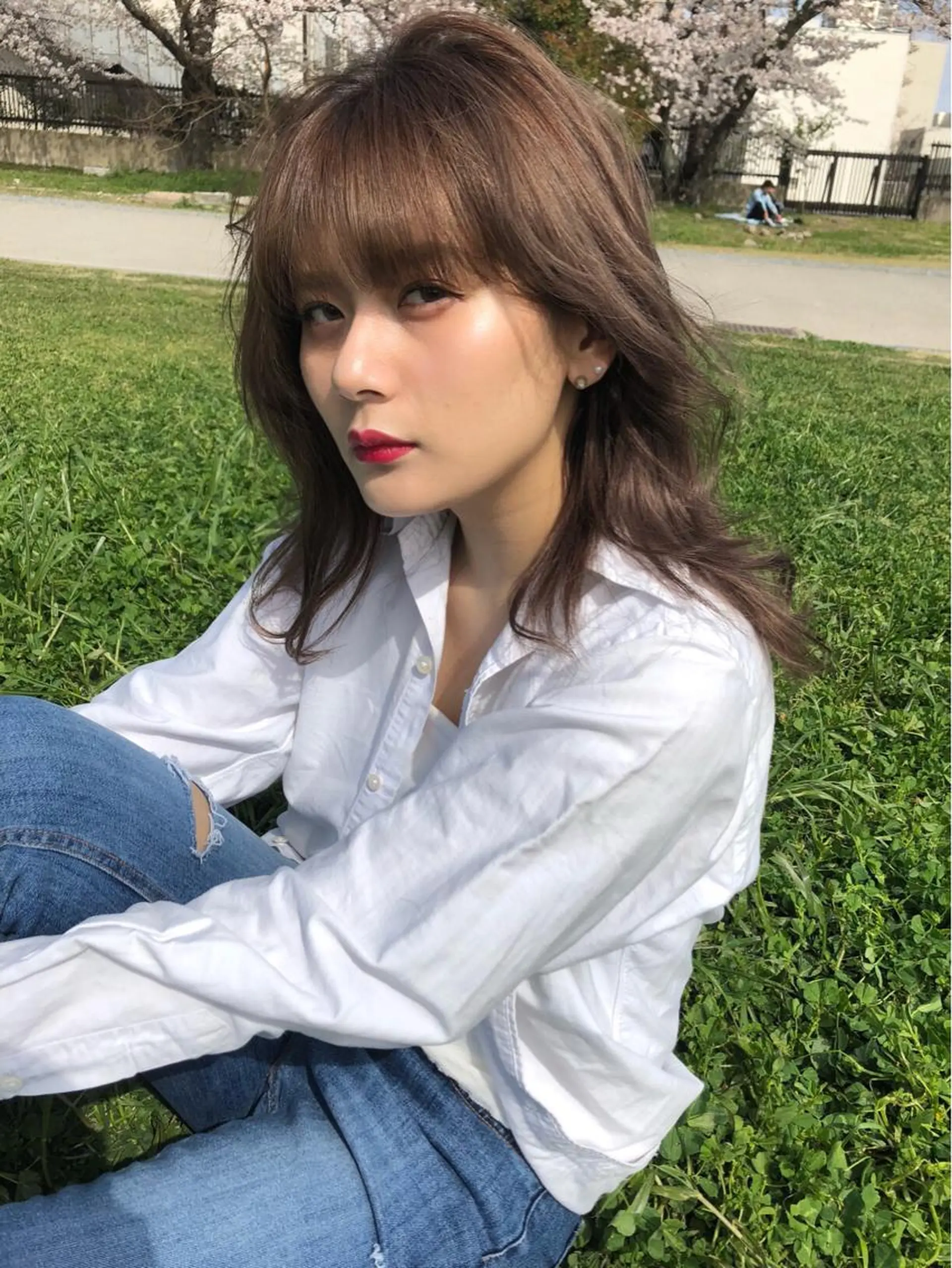 セミロング カラー ブリーチ ケアブリーチ Pia ツボイ ケイタのヘアスタイル