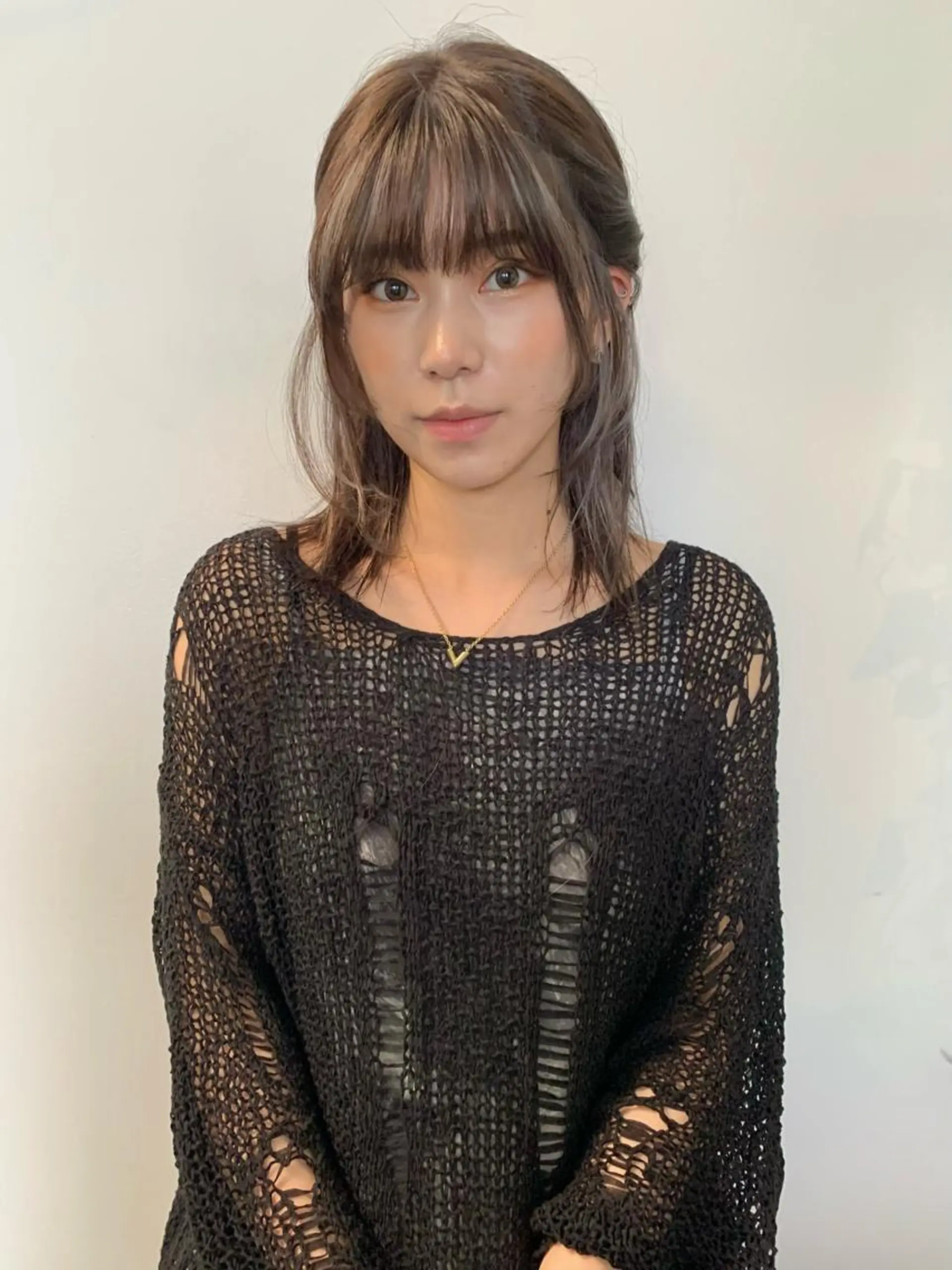 ミディアム カラー ハイライトカラー ハイライト 柔らかブラウン/顔周 りレイヤー♡ユウシのヘアスタイル