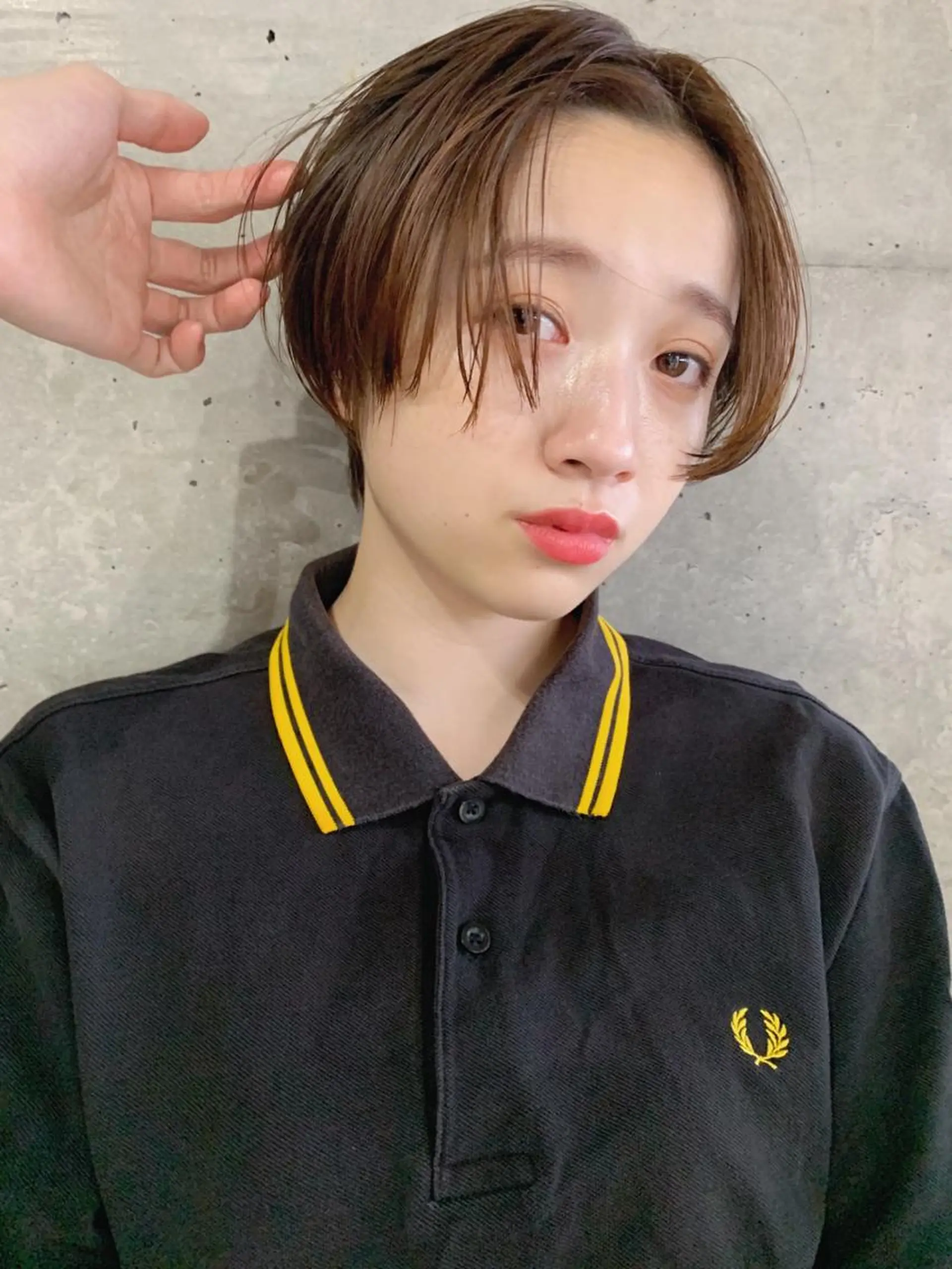 ショート カラー ボブパーマコテ巻き風 パーマNo1深江秀平のヘアスタイル