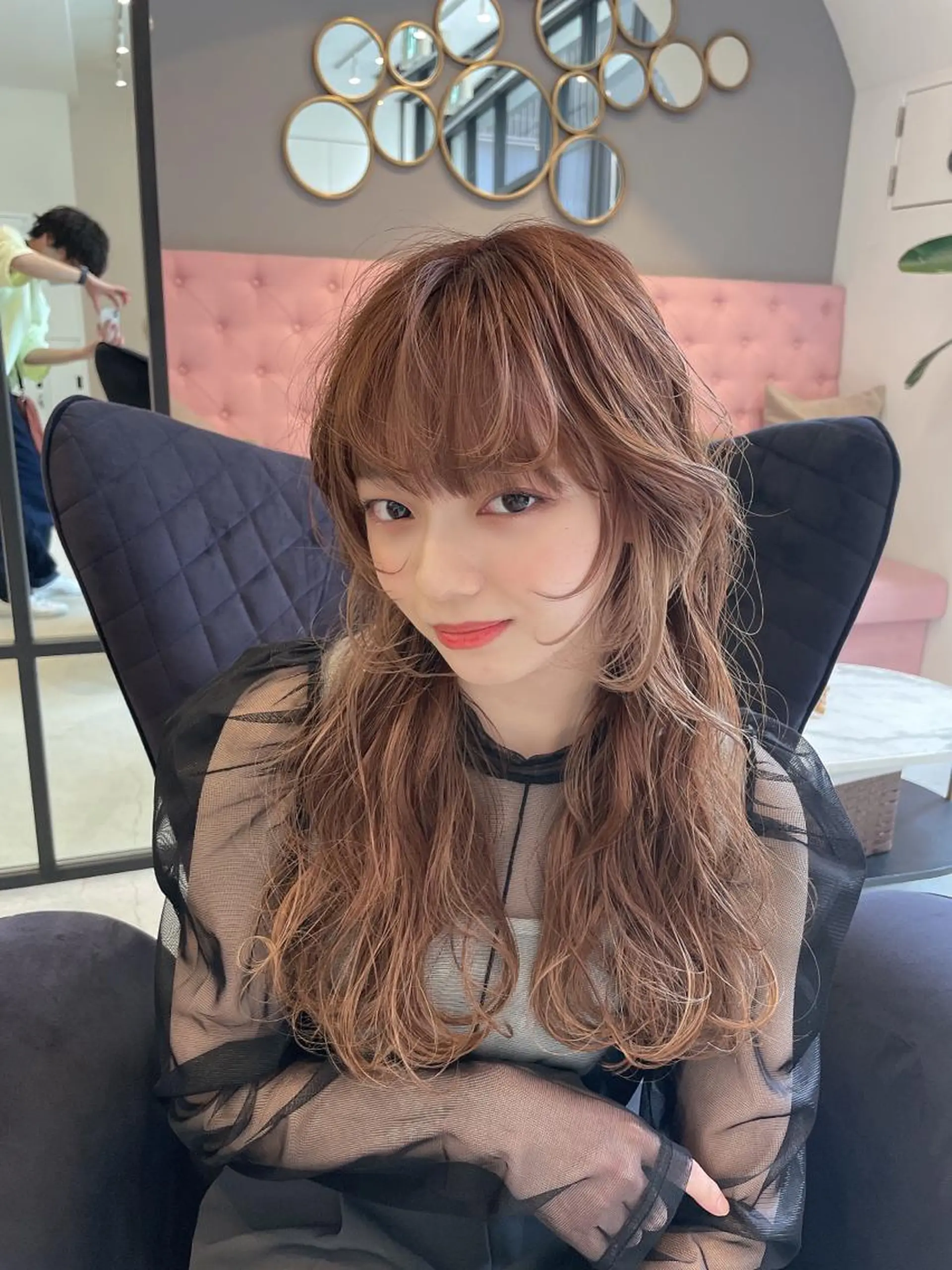 ロング ヘアカラー トリートメント 韓国風レイヤーカット 松葉翔のヘアスタイル