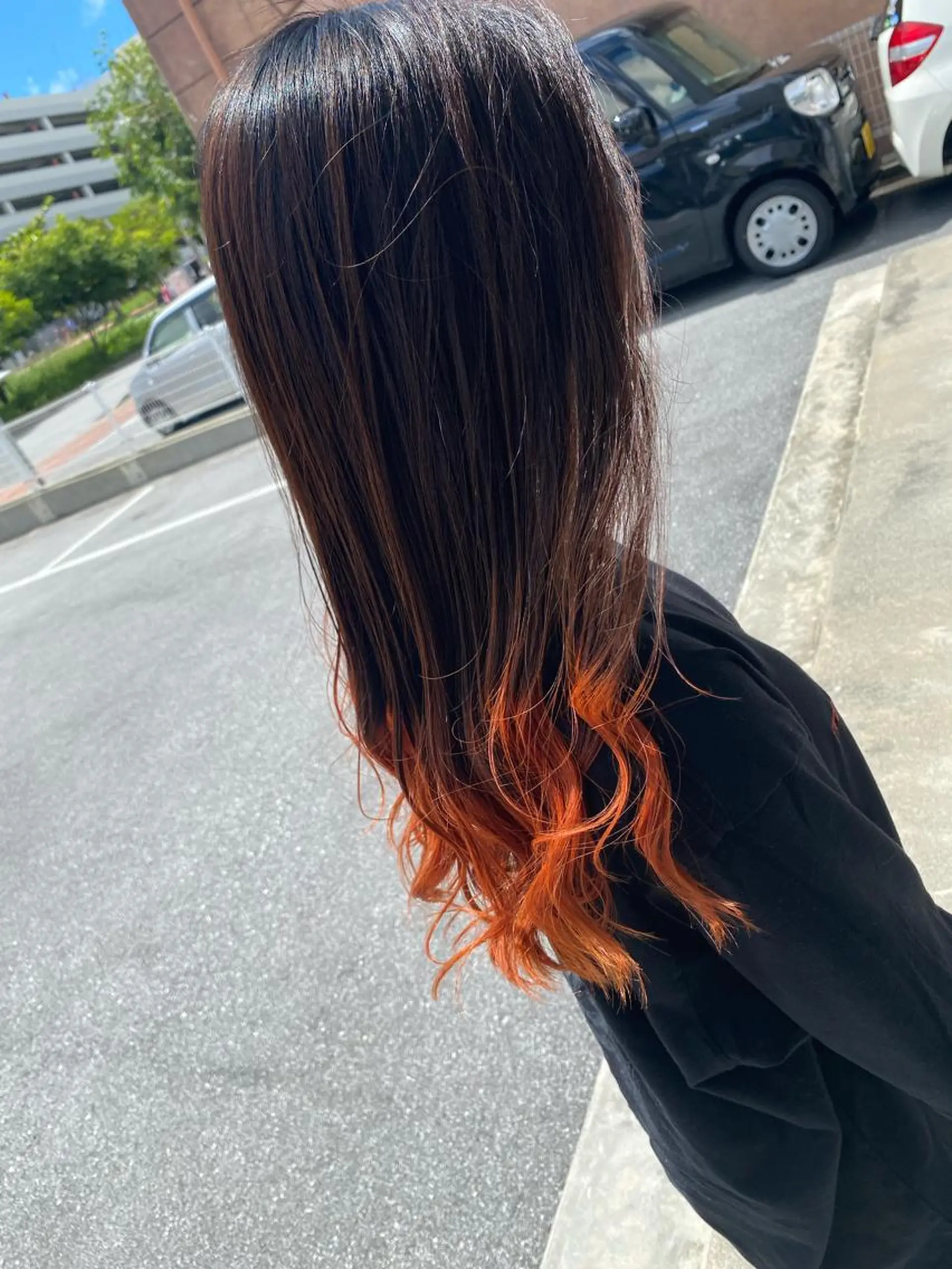 ロング カラー ヘアカラー トリートメント 饒平名 知也のヘアスタイル