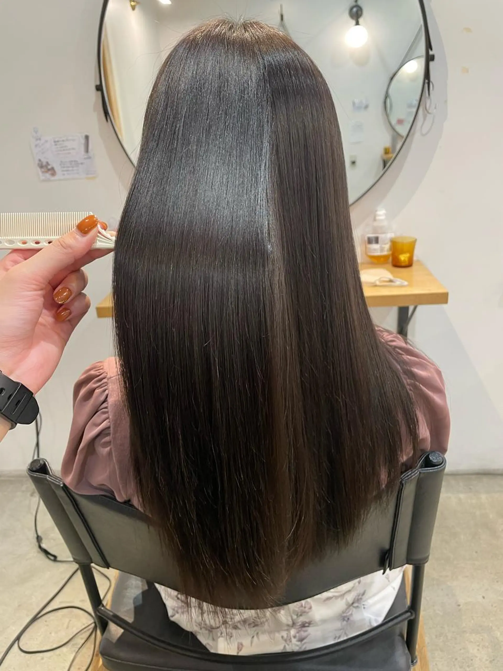 ロング カラー パーマ カット ヘアカラー 縮毛矯正 トリートメント 梅田/赤み消しカラー /顔まわりcut🤍のヘアスタイル