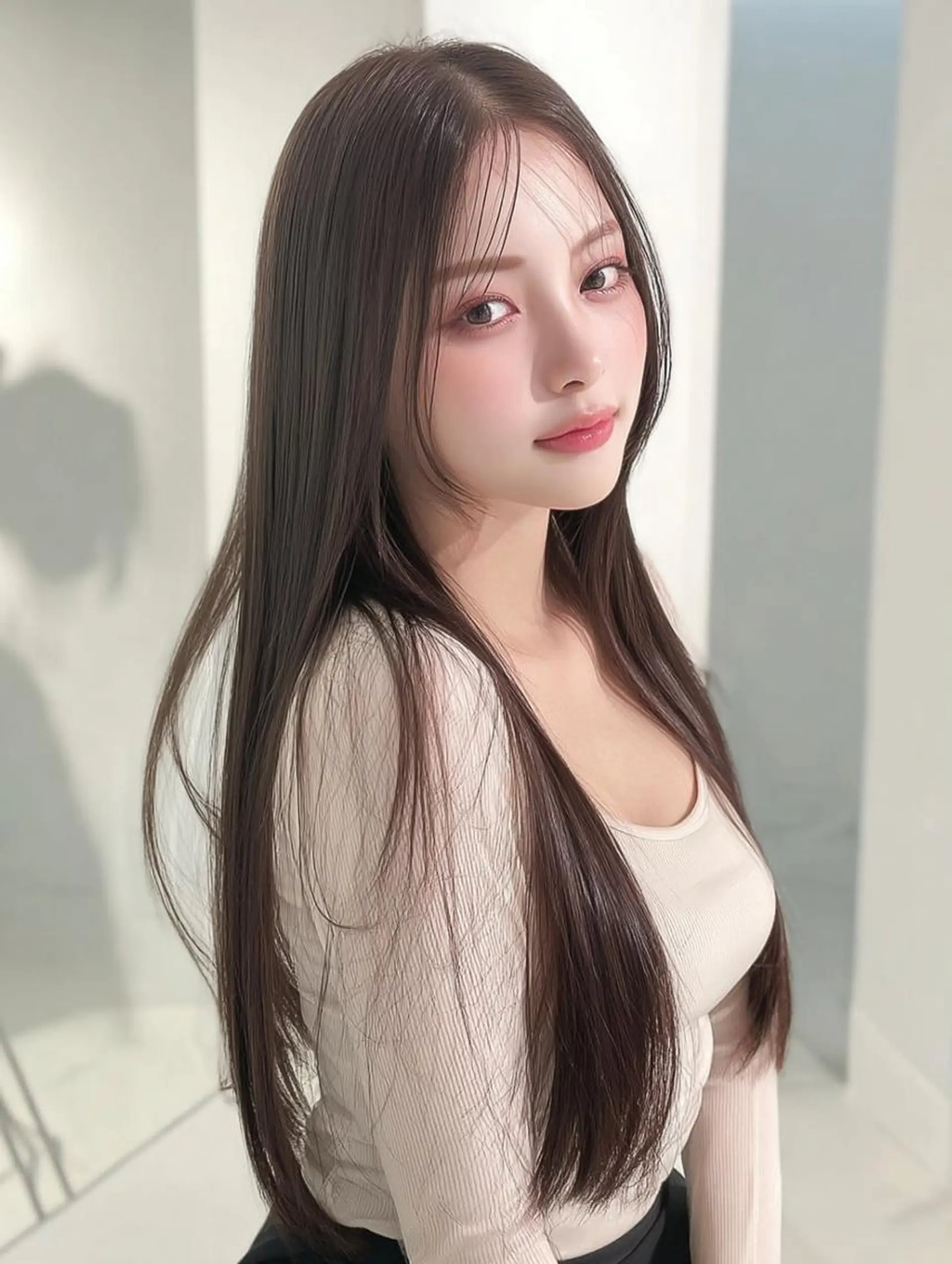 ロング 顔周りカット 髪質改善 韓国風ヘア 縮毛矯正 トリートメント カット 縮毛矯正 髪質改善✨ Shinya✨のヘアスタイル