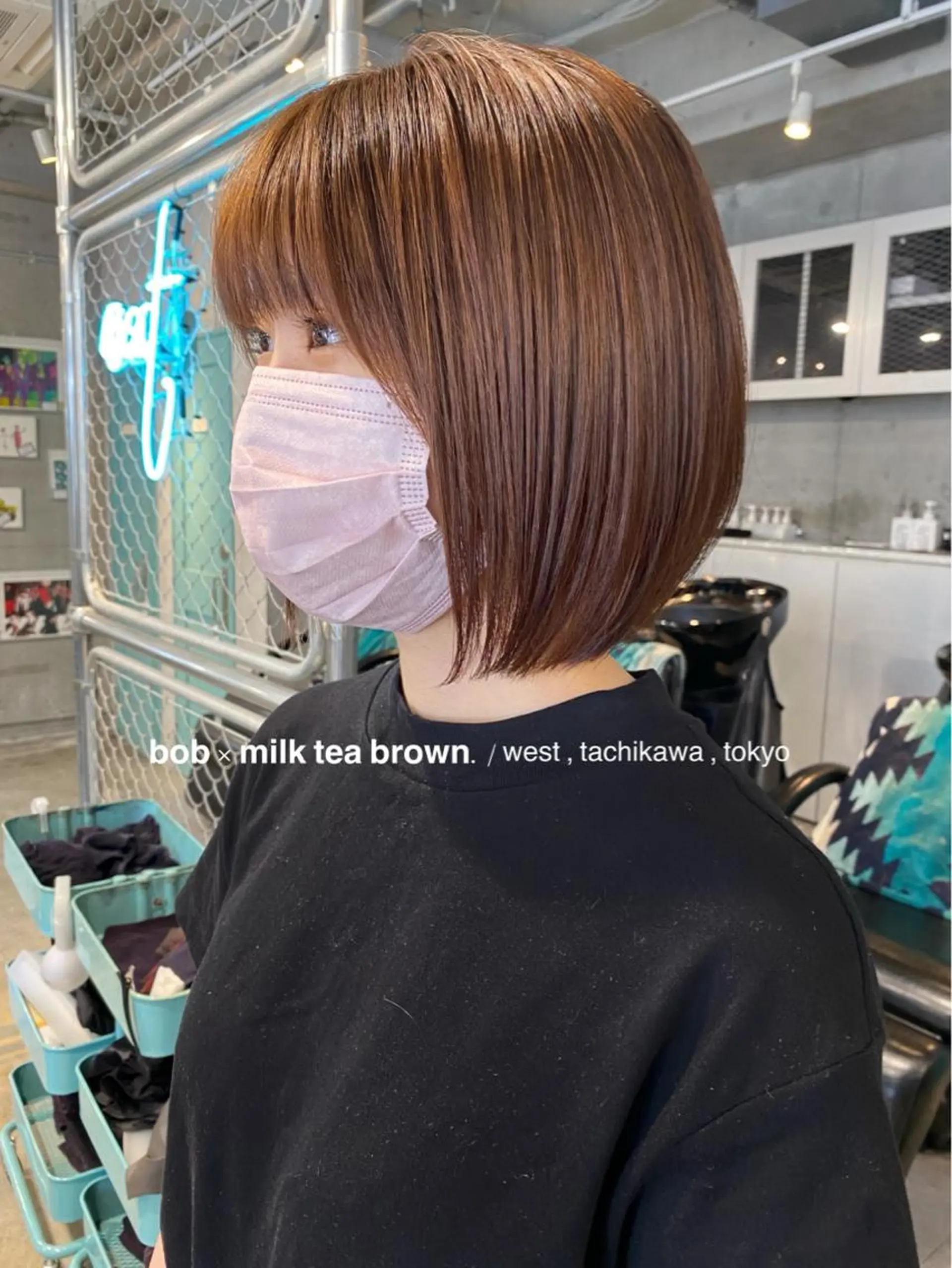 ショート カラー 切りっぱなしボブ アッシュ アッシュブラウン ブラウンカラー ミルクティーブラウン 竹嶌 健吾のヘアスタイル