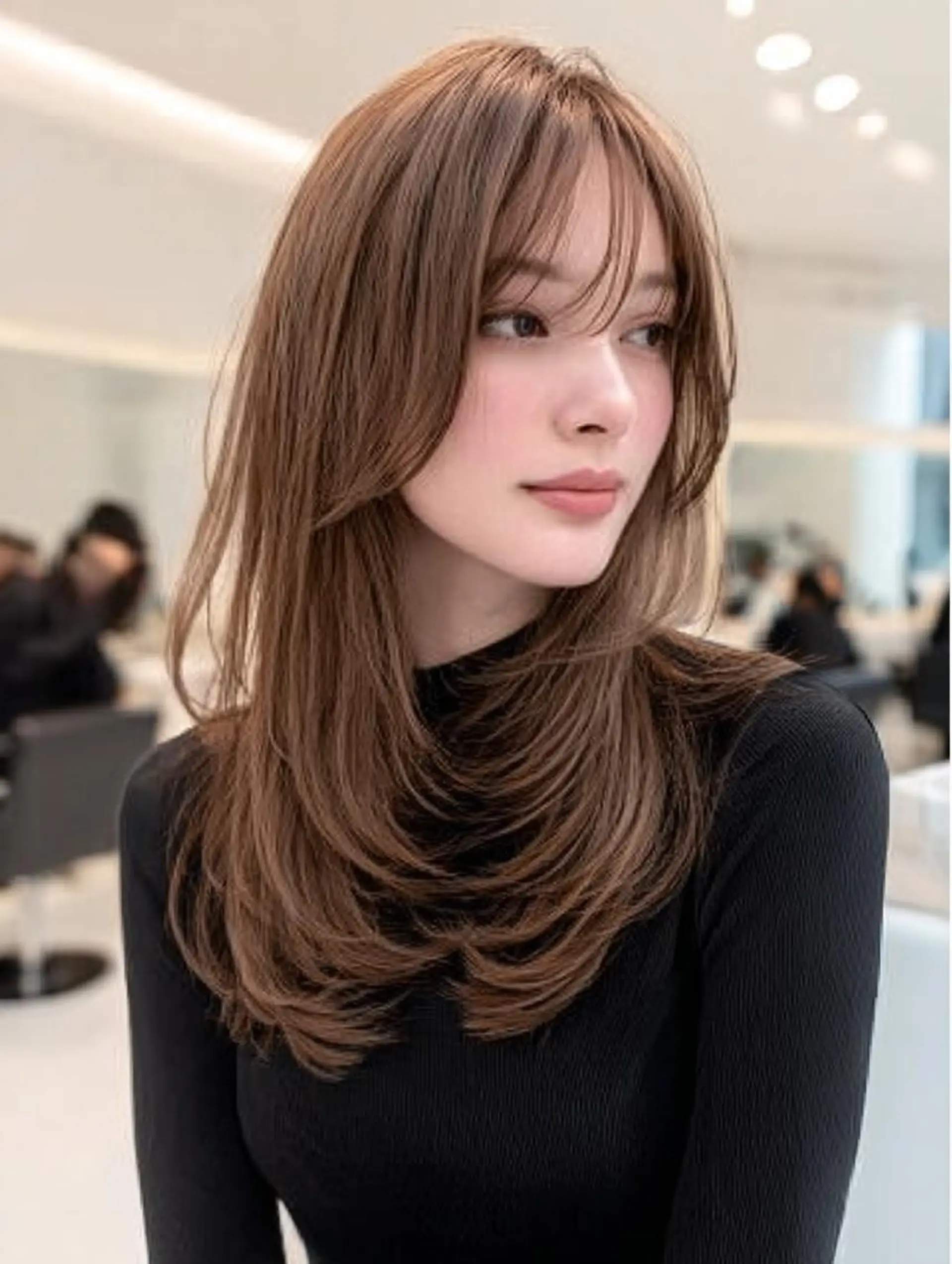 セミロング ハッシュカット 髪質改善 レイヤーカット 縮毛矯正 トリートメント 絶対可愛い暖色カラー 🌷うる艶🌷結奈✨のヘアスタイル