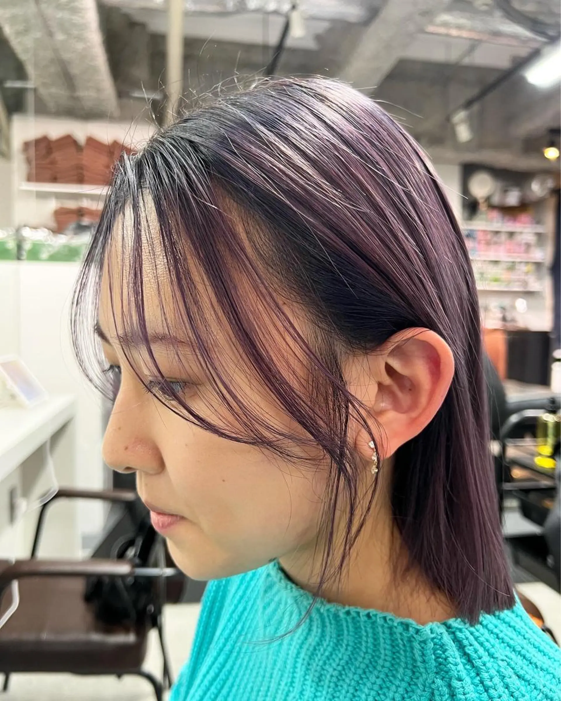 ミディアム カラー 顔周りカット ヘアカラー トリートメント ハイトーン&髪質改善 ＆韓国エクステ🤎のヘアスタイル