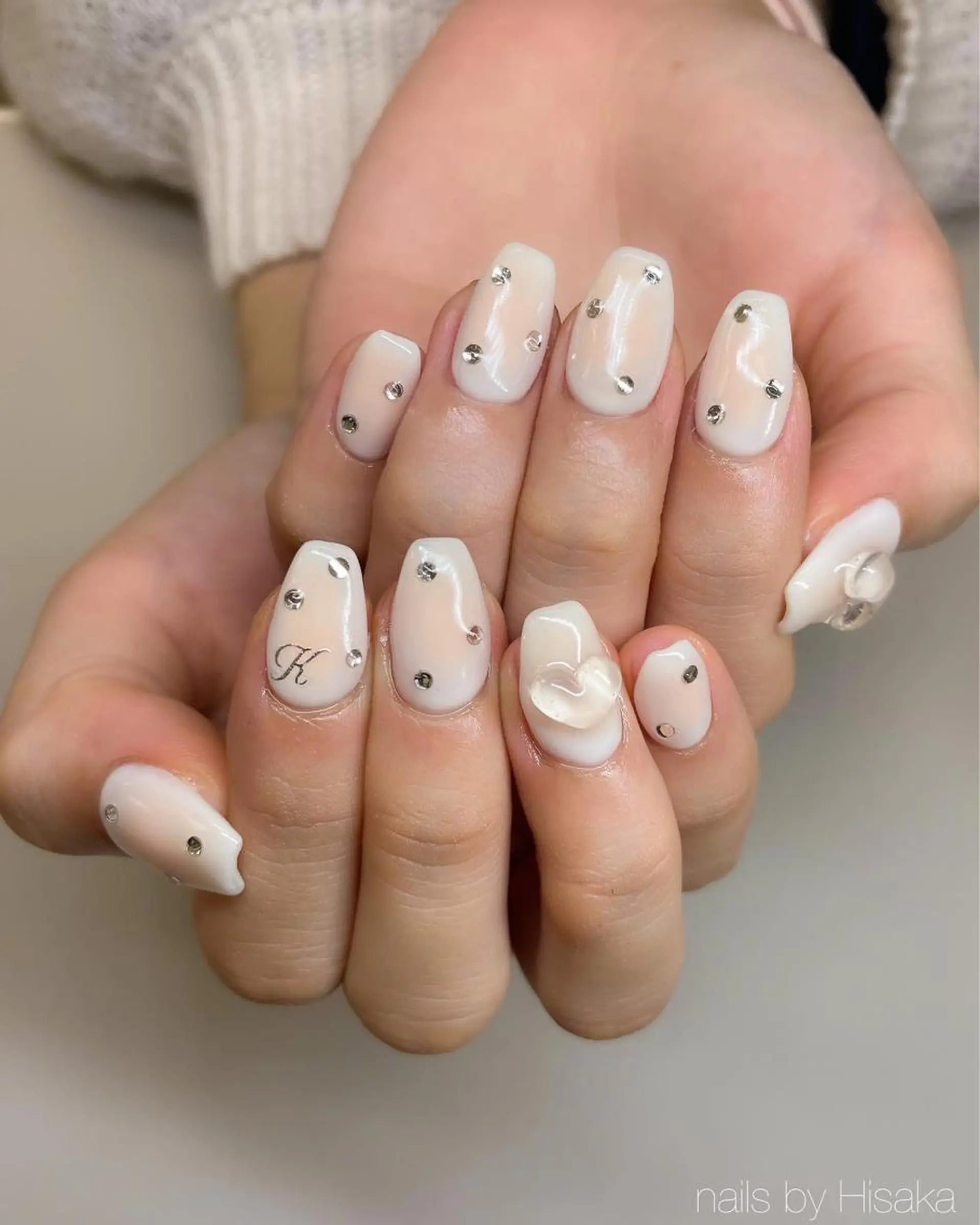 ネイル ハート ハンドネイル Hisaka Mikiのネイルデザイン