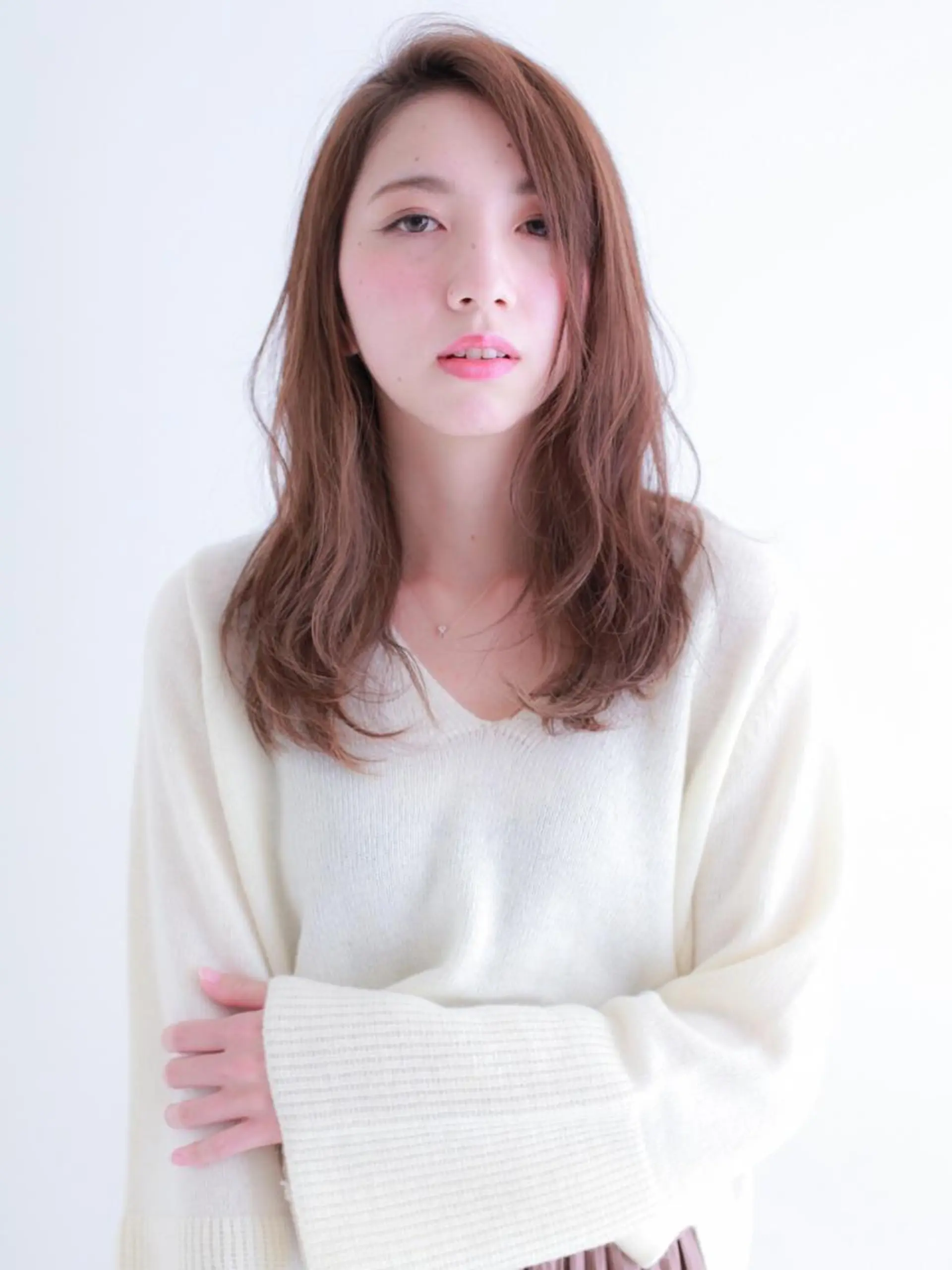 セミロング カット ヘアカラー 髪質改善\酸熱TR カット【店長】のヘアスタイル