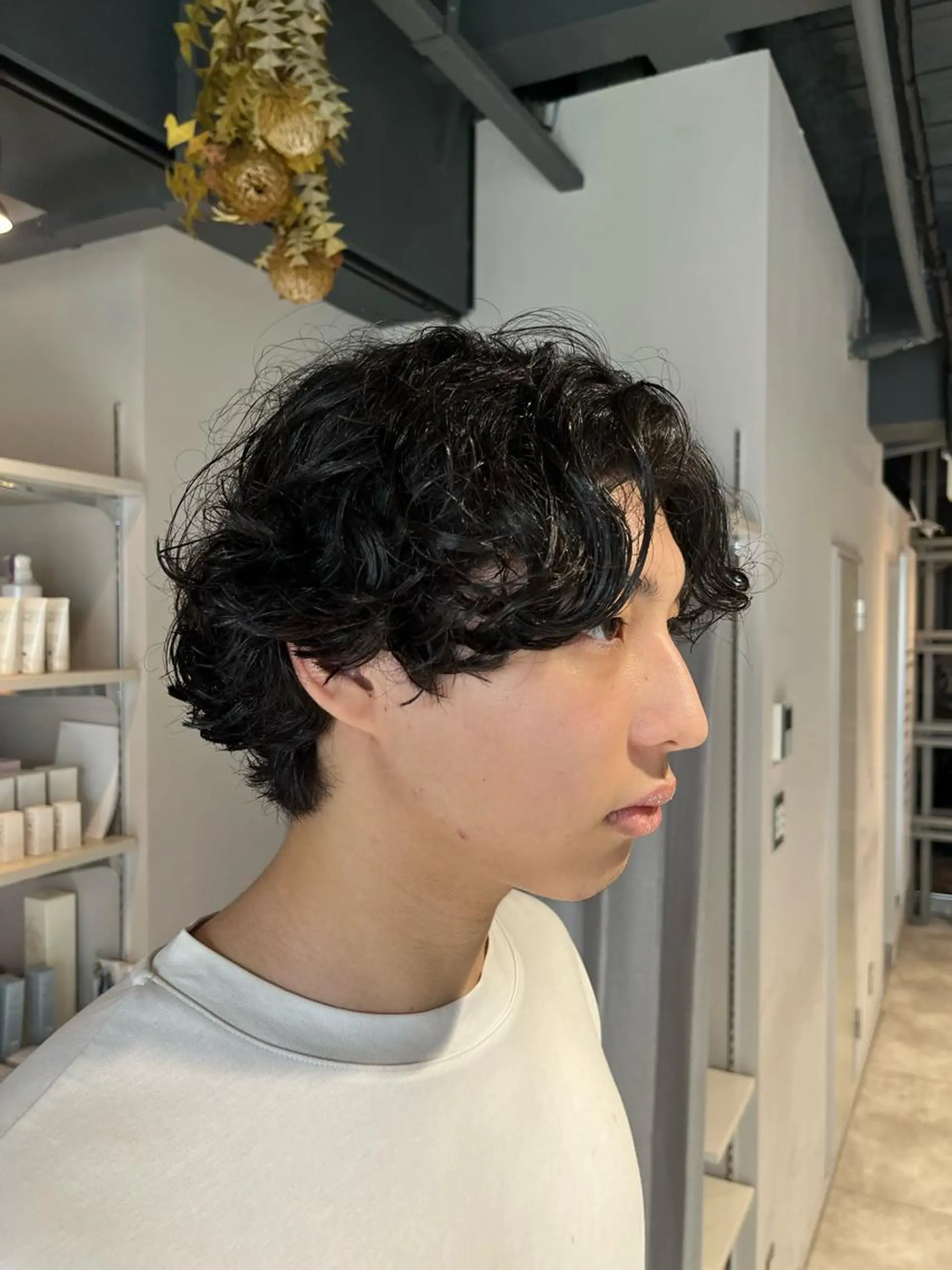 ショート パーマ メンズ うる艶カラー/恵比寿 ベージュ/丸山陽平のヘアスタイル