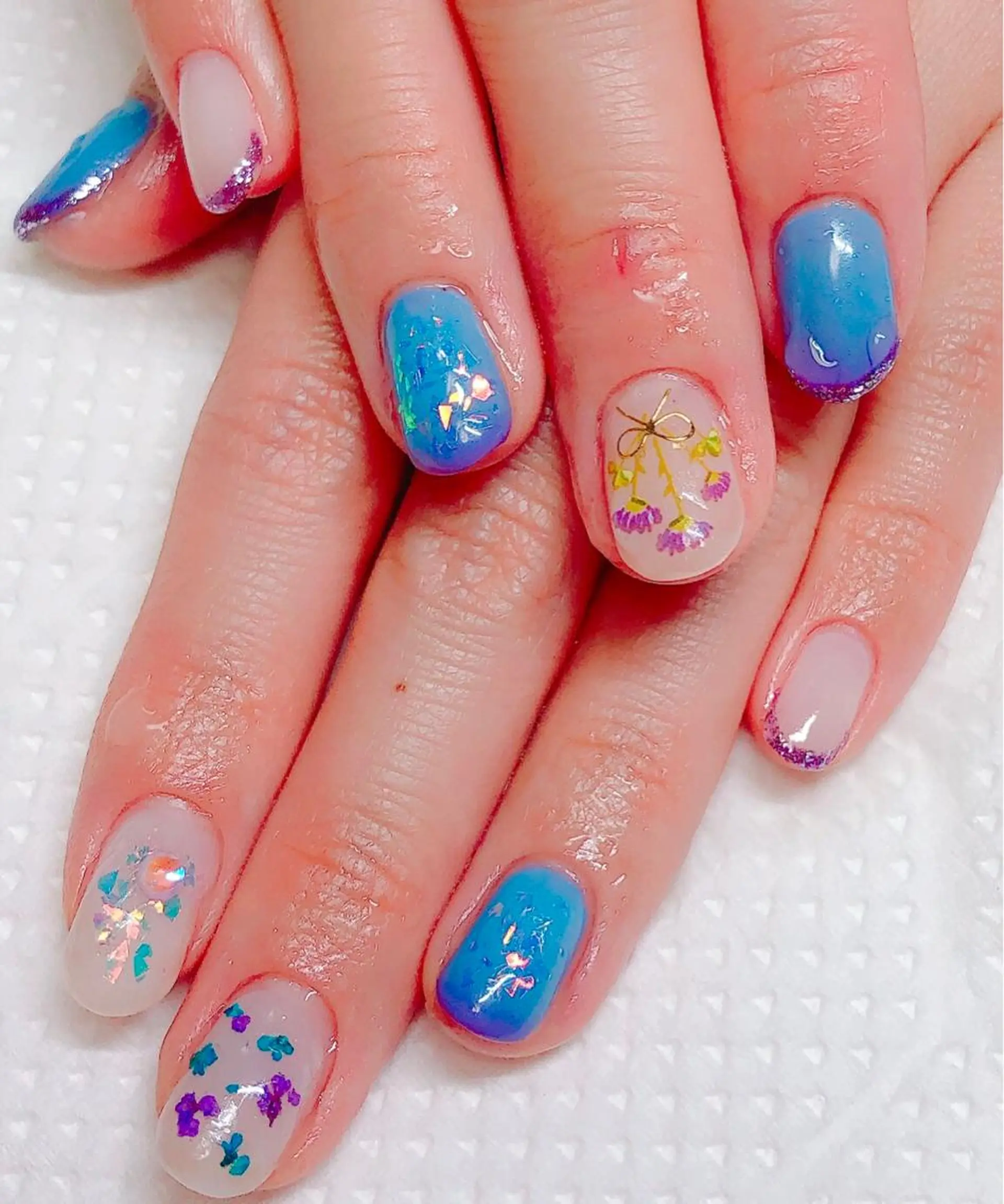 ネイル ブルー CROWN プライベートサロンのネイルデザイン