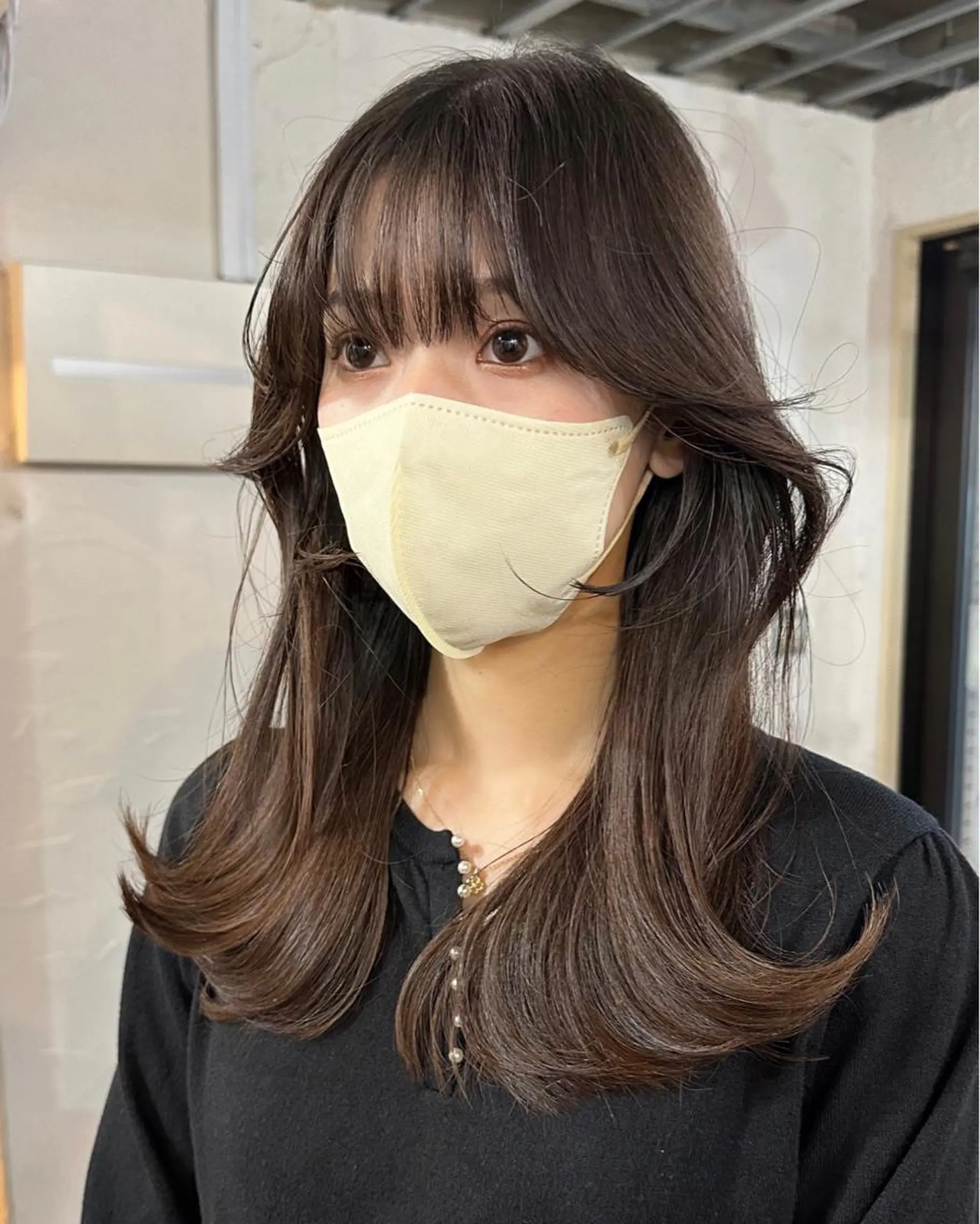 ロング カラー 切りっぱなしボブ ショートボブ バレイヤージュ ベージュカラー 黒髪 カット ヘアカラー トリートメント 韓国ヘア レイヤー くびれヘアMATSUのヘアスタイル