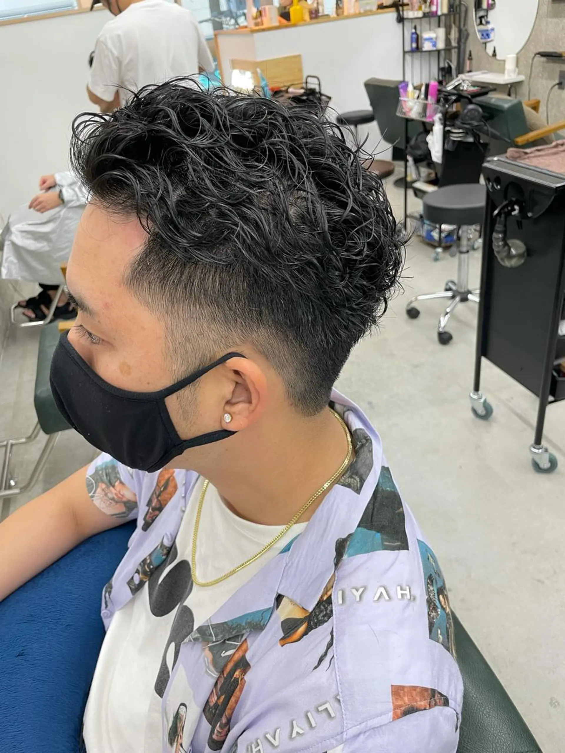 ショート パーマ メンズ カット パーマ トリートメント Lull (シェアサロンReco VIProom)所属・Lull1人美容室 バレイヤージュのヘアスタイル