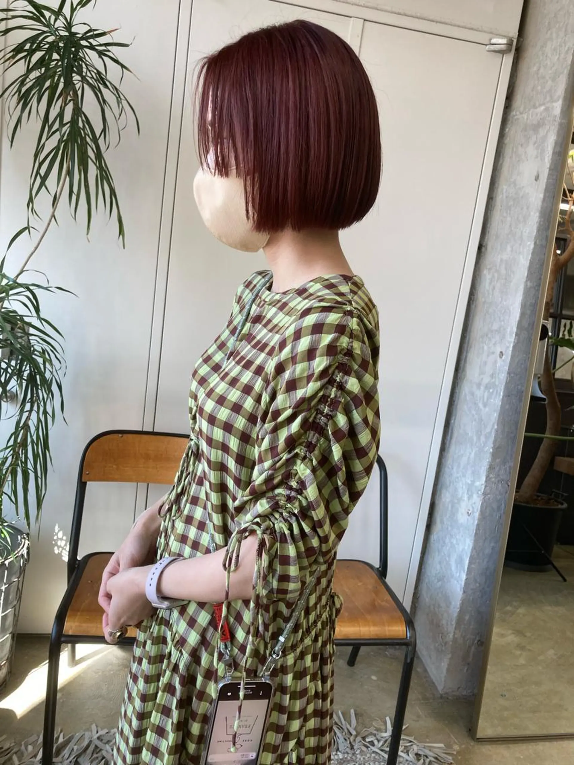 ミディアム カラー ピンクカラー カット 縮毛矯正 小木曽智美 /ボブ/ショートのヘアスタイル