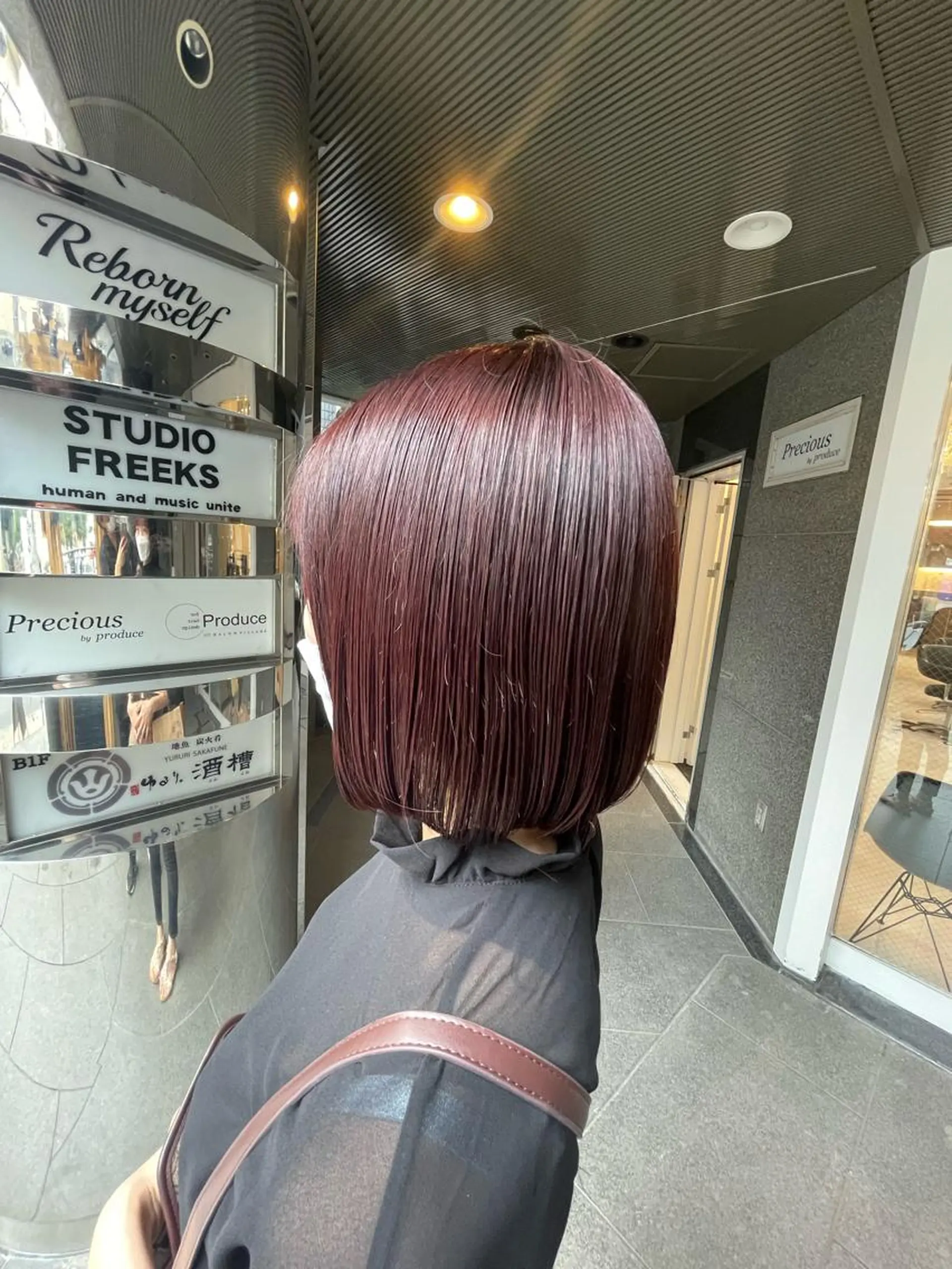 ミディアム カラー パーマ ピンクカラー レッドカラー 髪質改善 ストレートパーマ カット ヘアカラー 縮毛矯正 髪質改善× 白髪ぼかし溝江のヘアスタイル