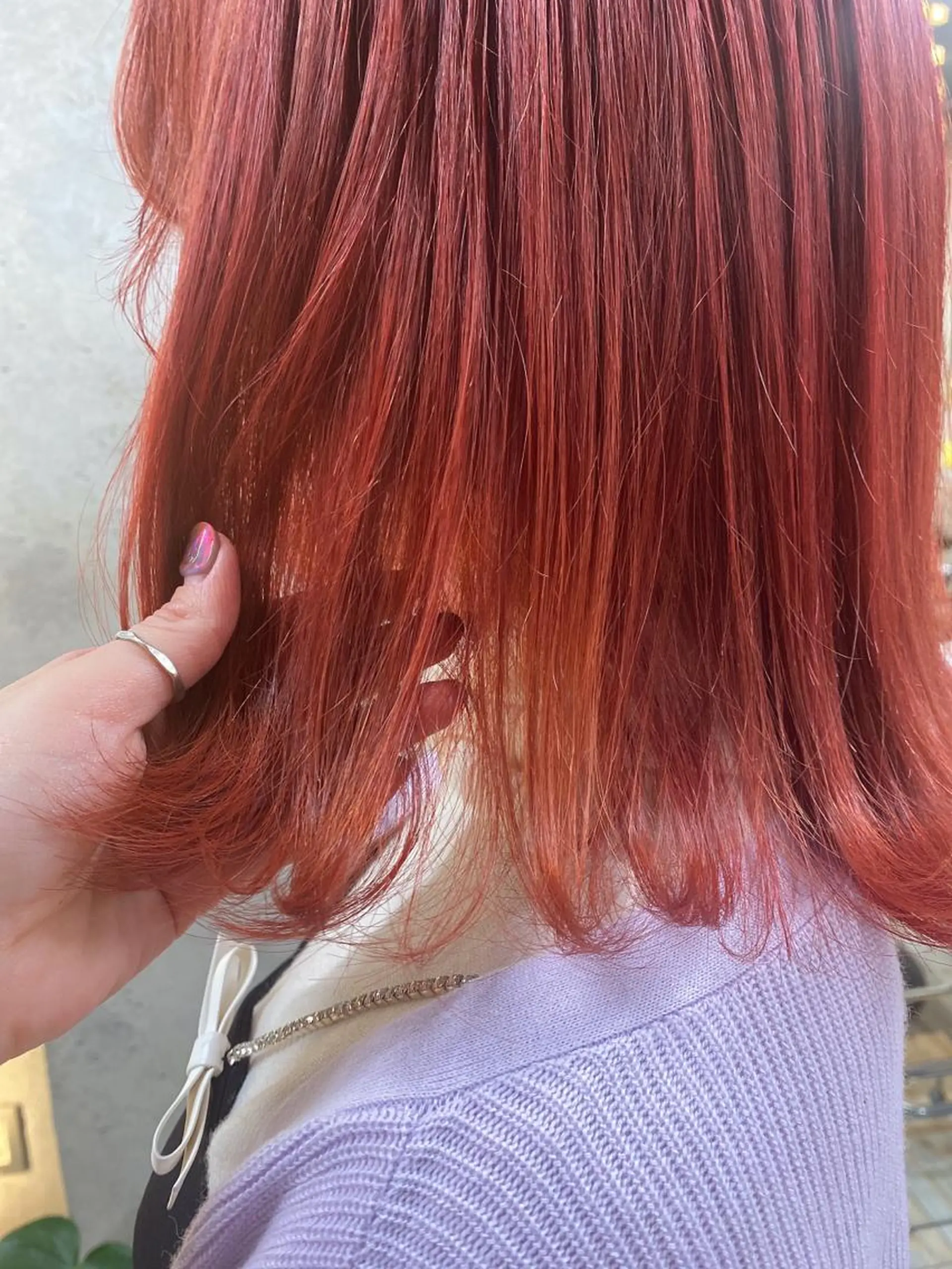 ミディアム カラー レッドカラー 韓国風ヘア カット ヘアカラー トリートメント wakana 【ブリーチカラー】のヘアスタイル