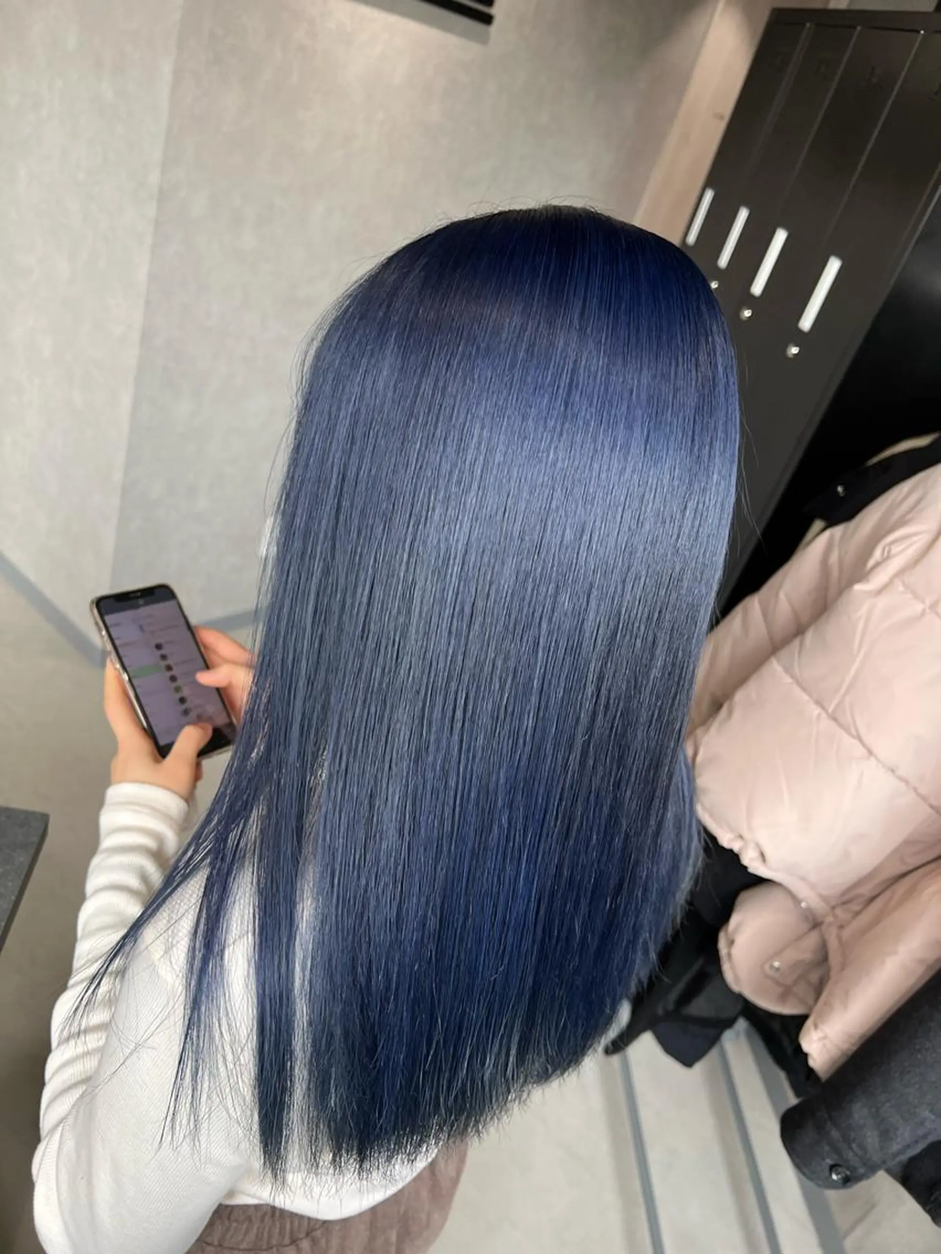 ロング カラー ブルーカラー ネイビーカラー mimiiy梅田 中崎町ハイトーンのヘアスタイル