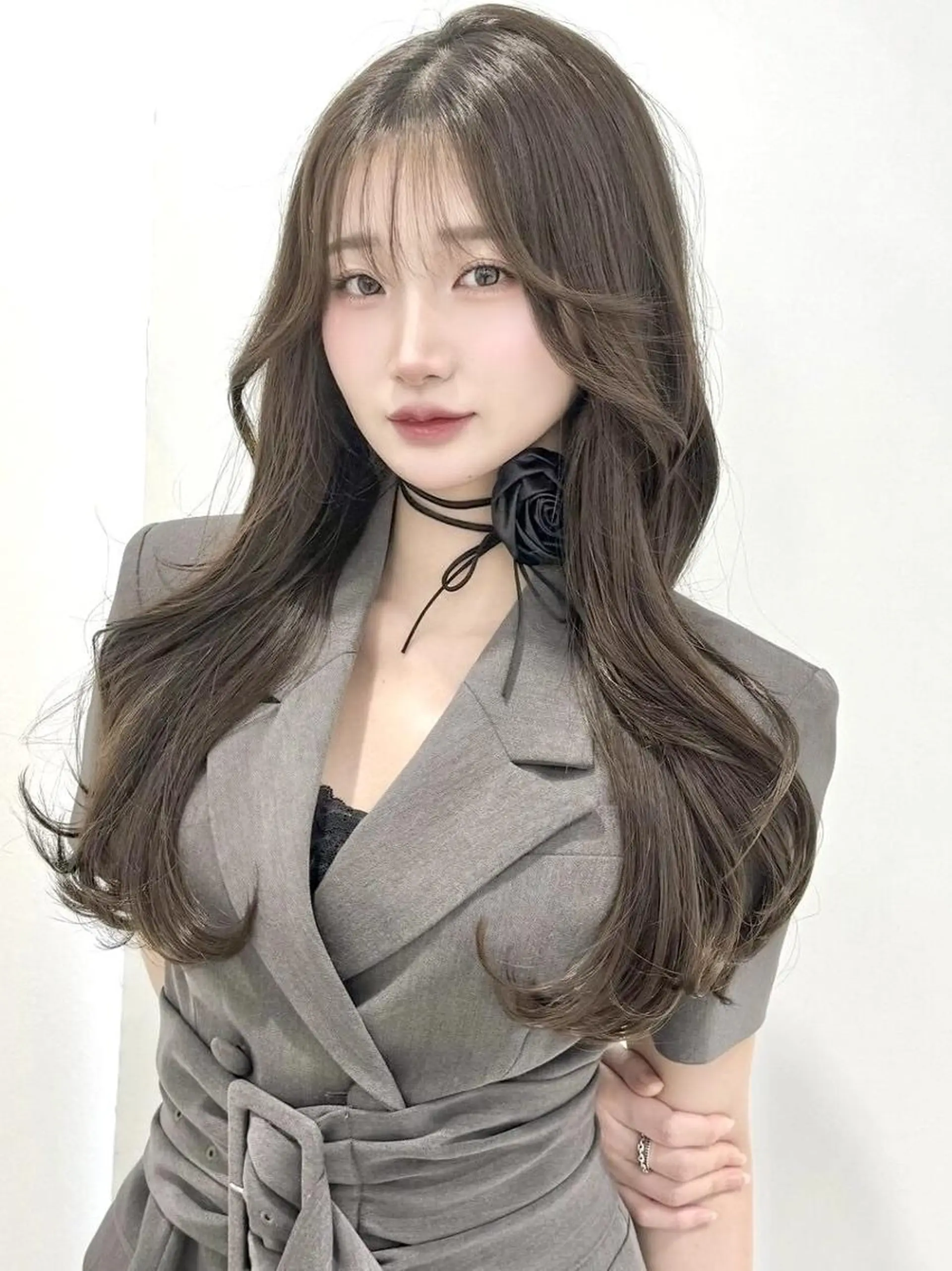カラー 韓国風スタイル🪽 暗髪ヘア🪽のヘアスタイル
