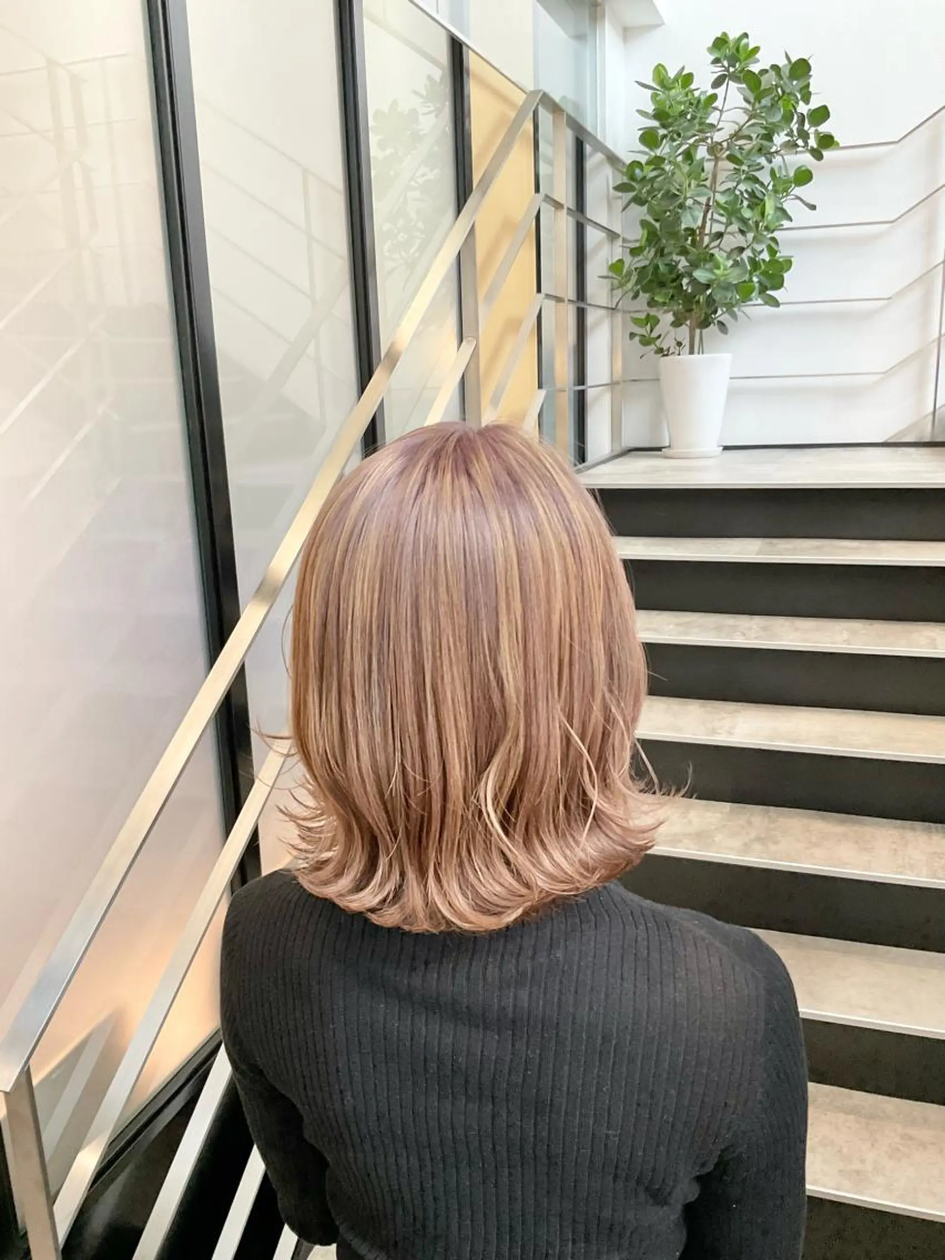ミディアム ハイライト ヘアカラー トリートメント ヘアセット yoshi ☆のヘアスタイル