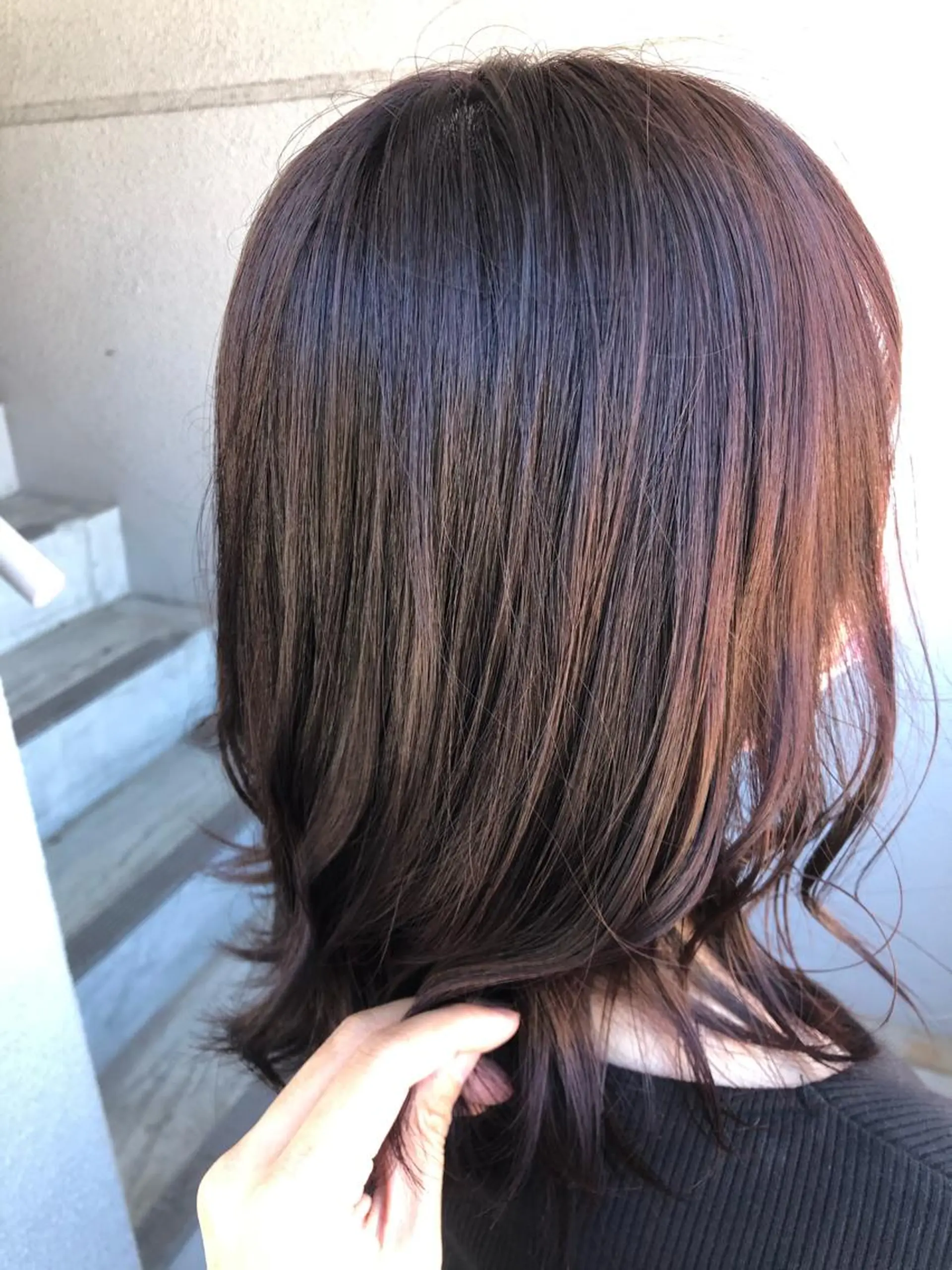 ミディアム カラー ブリーチ ブラウンカラー 透明感カラー ブリーチなしカラー ピンクカラー 門田 恭弥のヘアスタイル