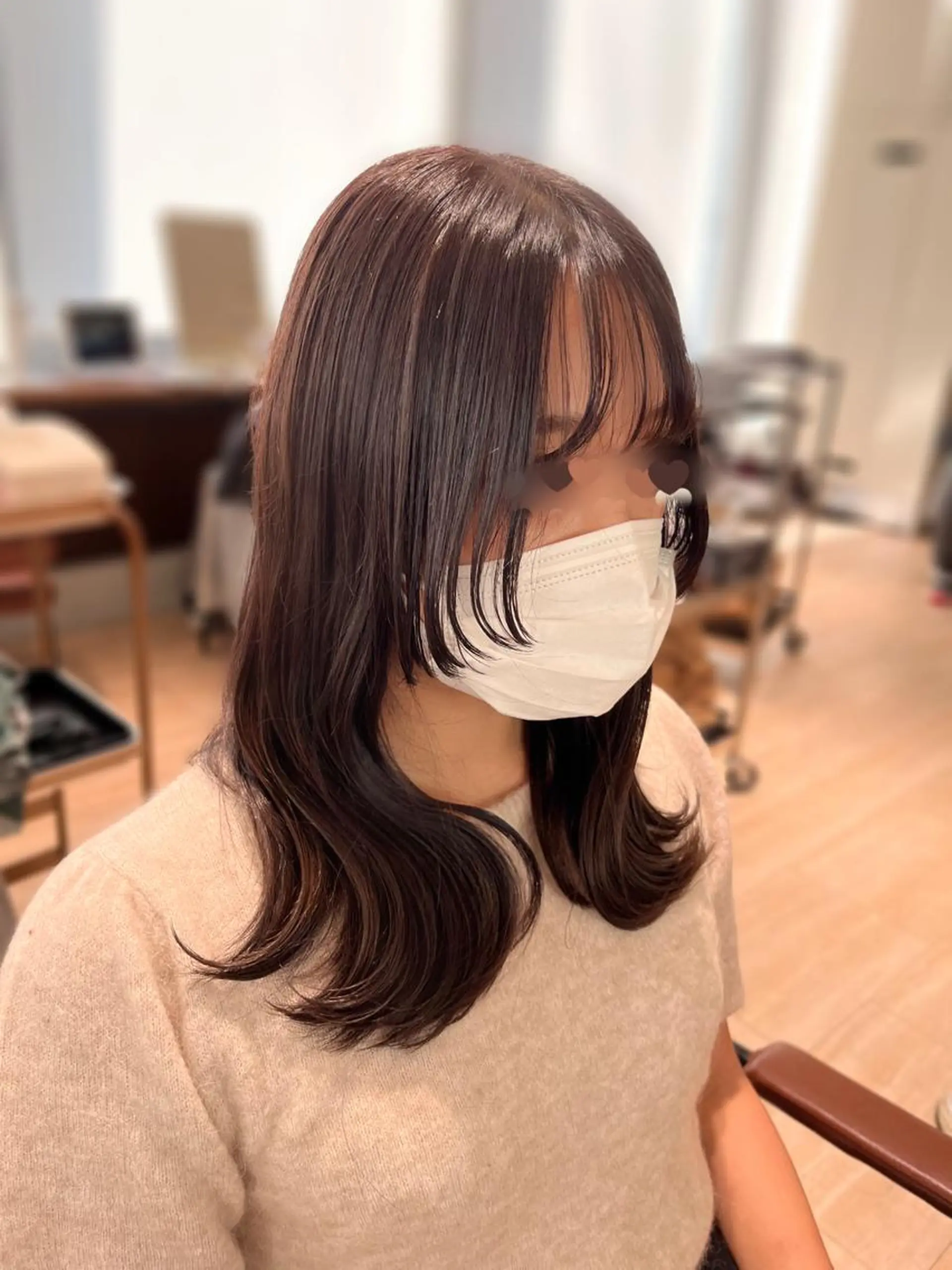 ミディアム カット ヘアカラー 赤羽今日子/レイヤー /盛れる顔まわりのヘアスタイル