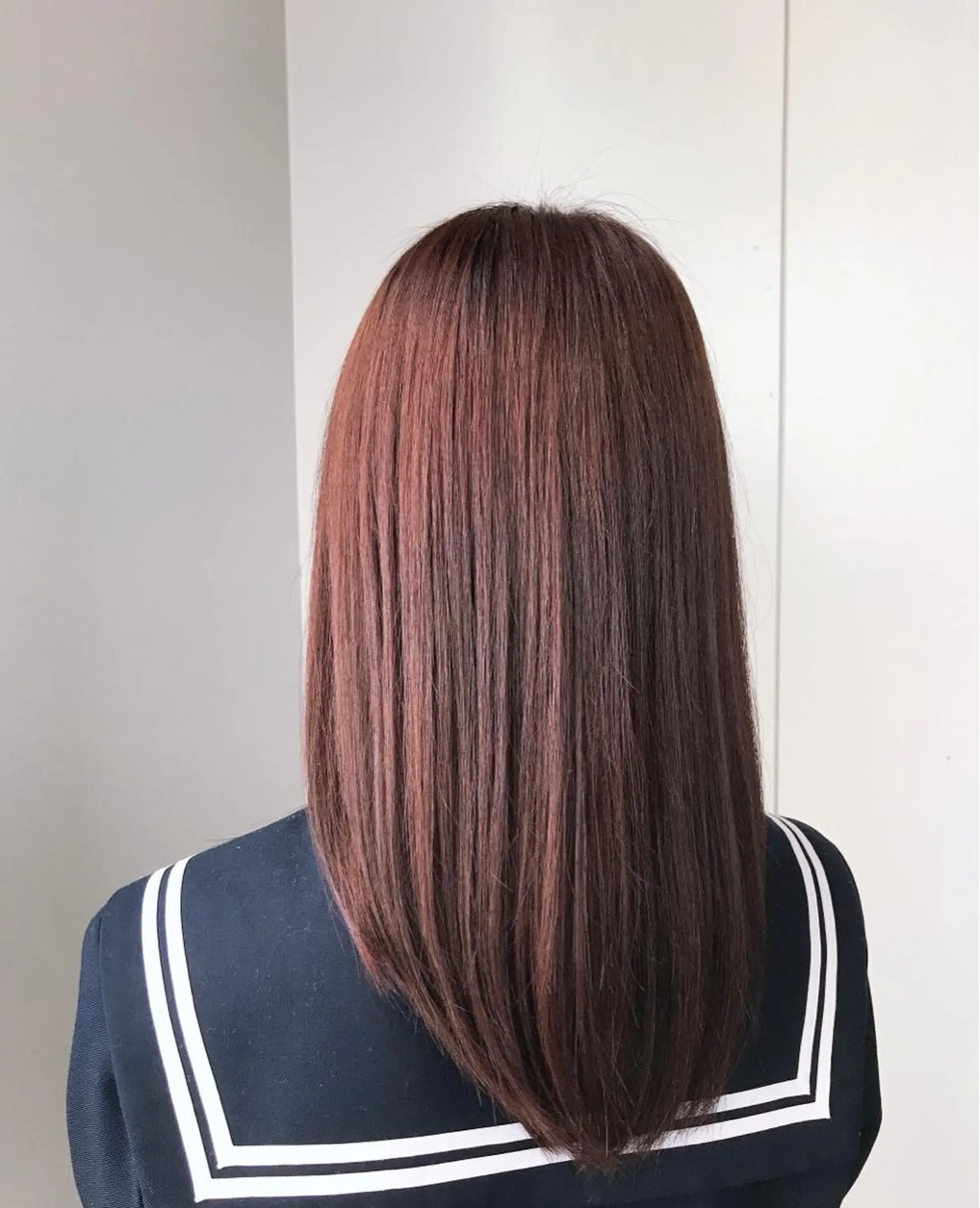 セミロング カラー ブラウンカラー ピンクカラー ピンクブラウン 松本 唯のヘアスタイル