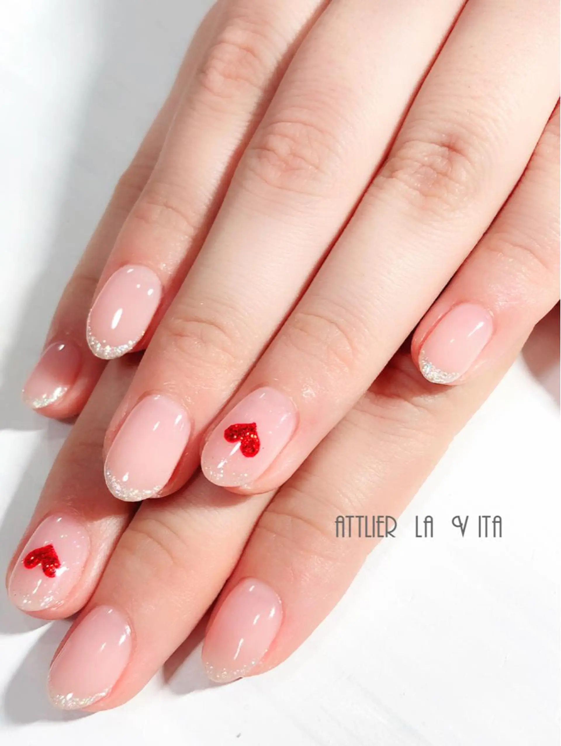 ネイル ハート ラメ(グリッター) ハンドネイル lavita. mimuraのネイルデザイン