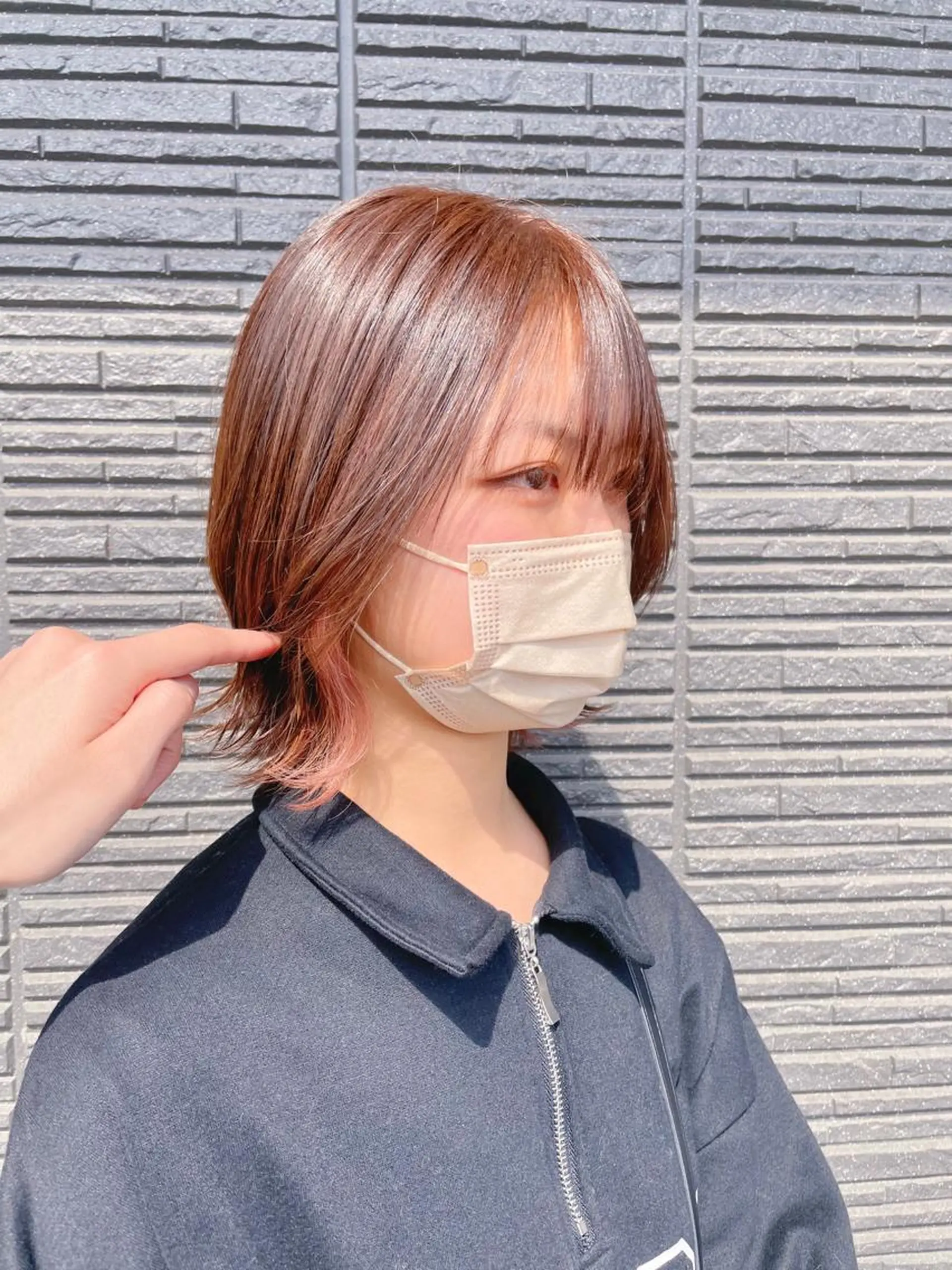 ミディアム カラー ブラウンカラー イヤリングカラー ピンクカラー ピンクブラウン ヘアカラー トリートメント リバティークルー初石店所属・似合わせ×扱いやすさ 特化/澁谷礼一のヘアスタイル