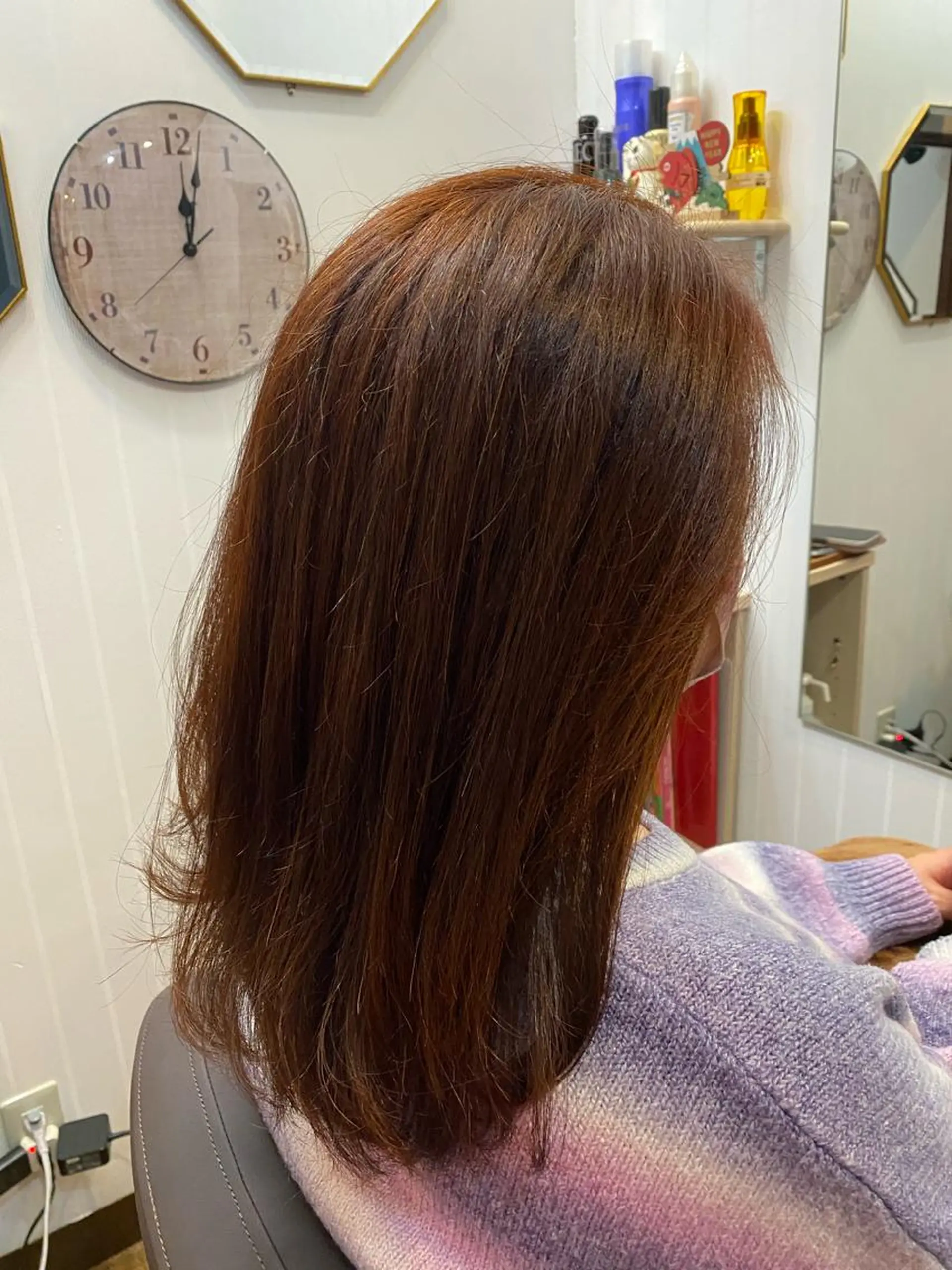 セミロング カラー オレンジ ヘアカラー m walk エム ウォークのヘアスタイル