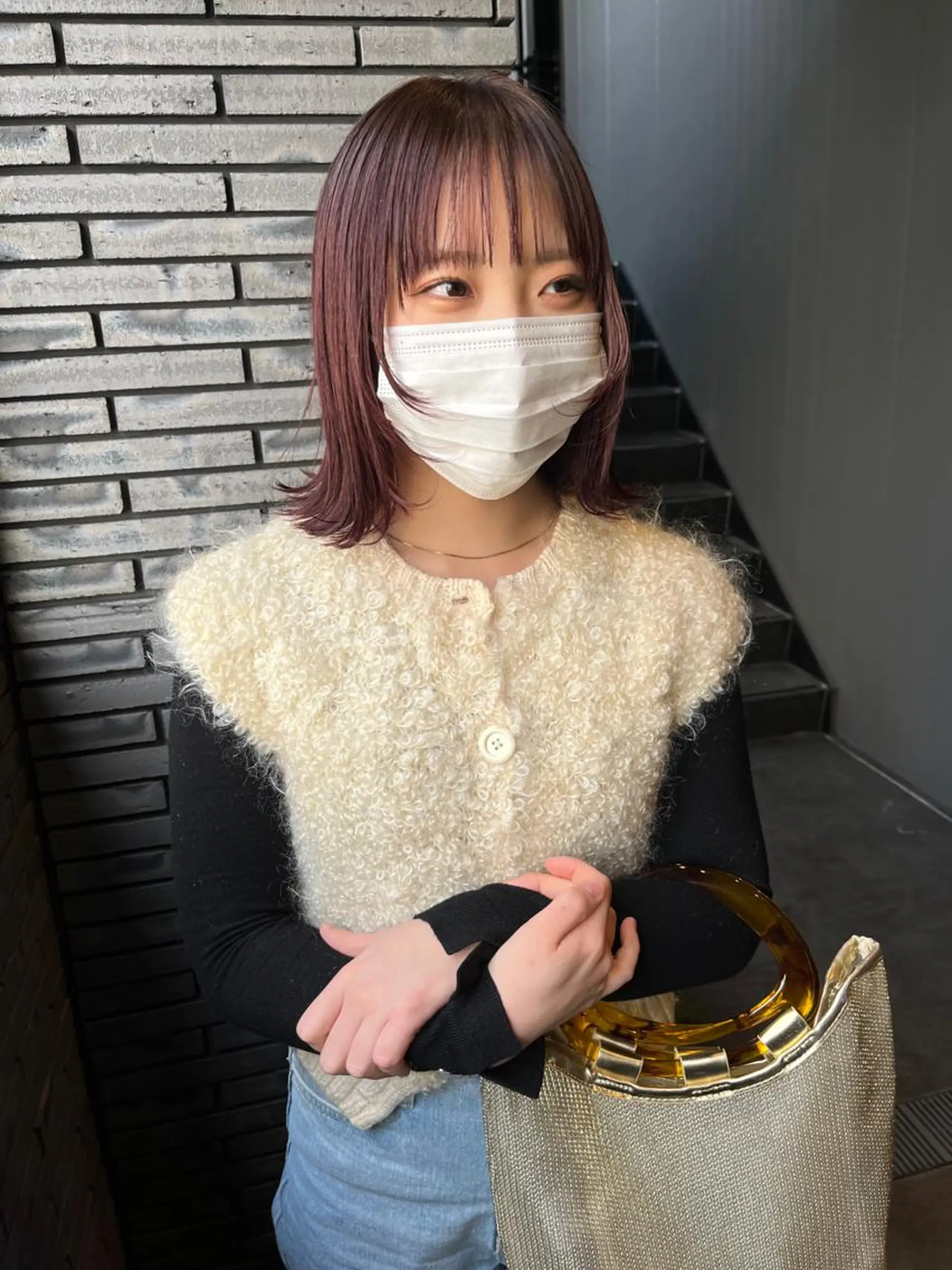 ミディアム カラー ブラウンカラー レッドカラー レッドブラウン hono/ボブ/ ハイトーン/ベージュのヘアスタイル