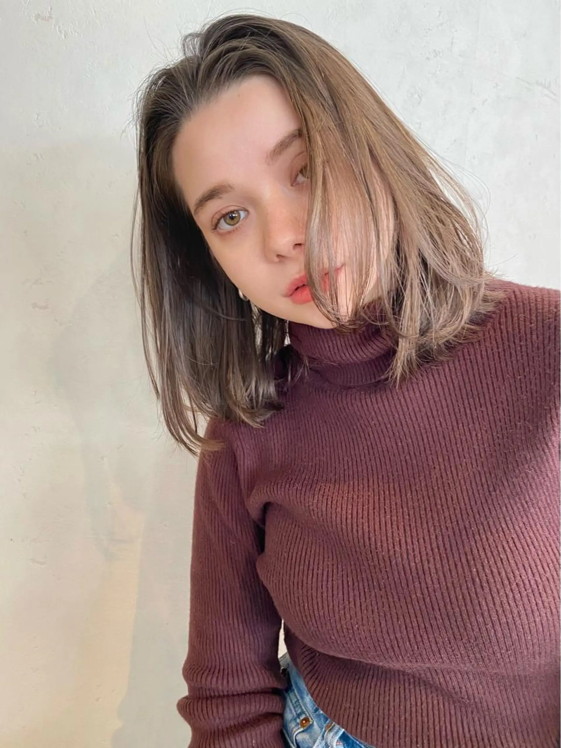 ミディアム カラー カット 縮毛矯正 トリートメント 似合わせカラーパーマ 🌿kitin米川のヘアスタイル