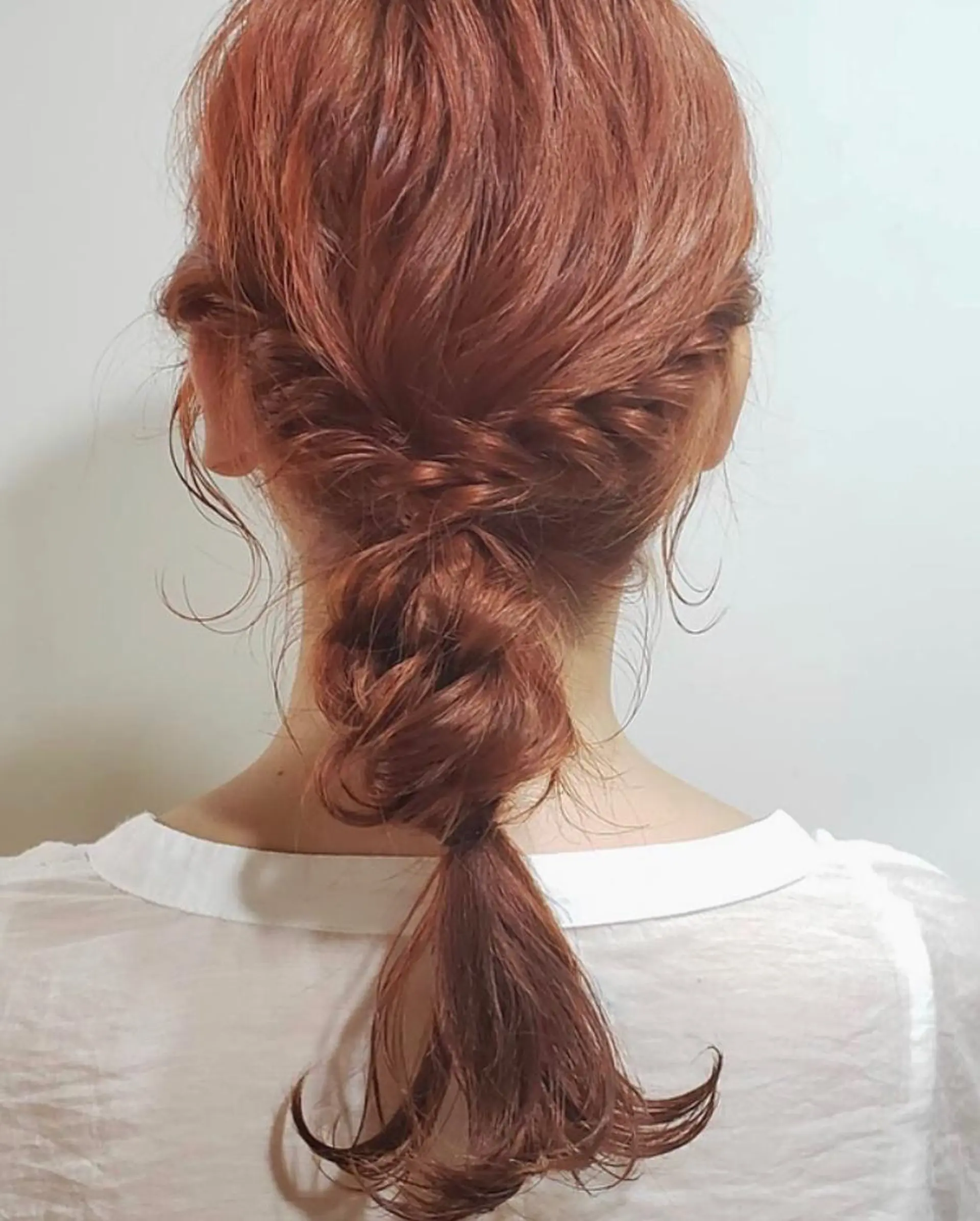 セミロング カラー ヘアアレンジ オレンジ 髪質改善サロン 梅田/ヨナミネのヘアスタイル