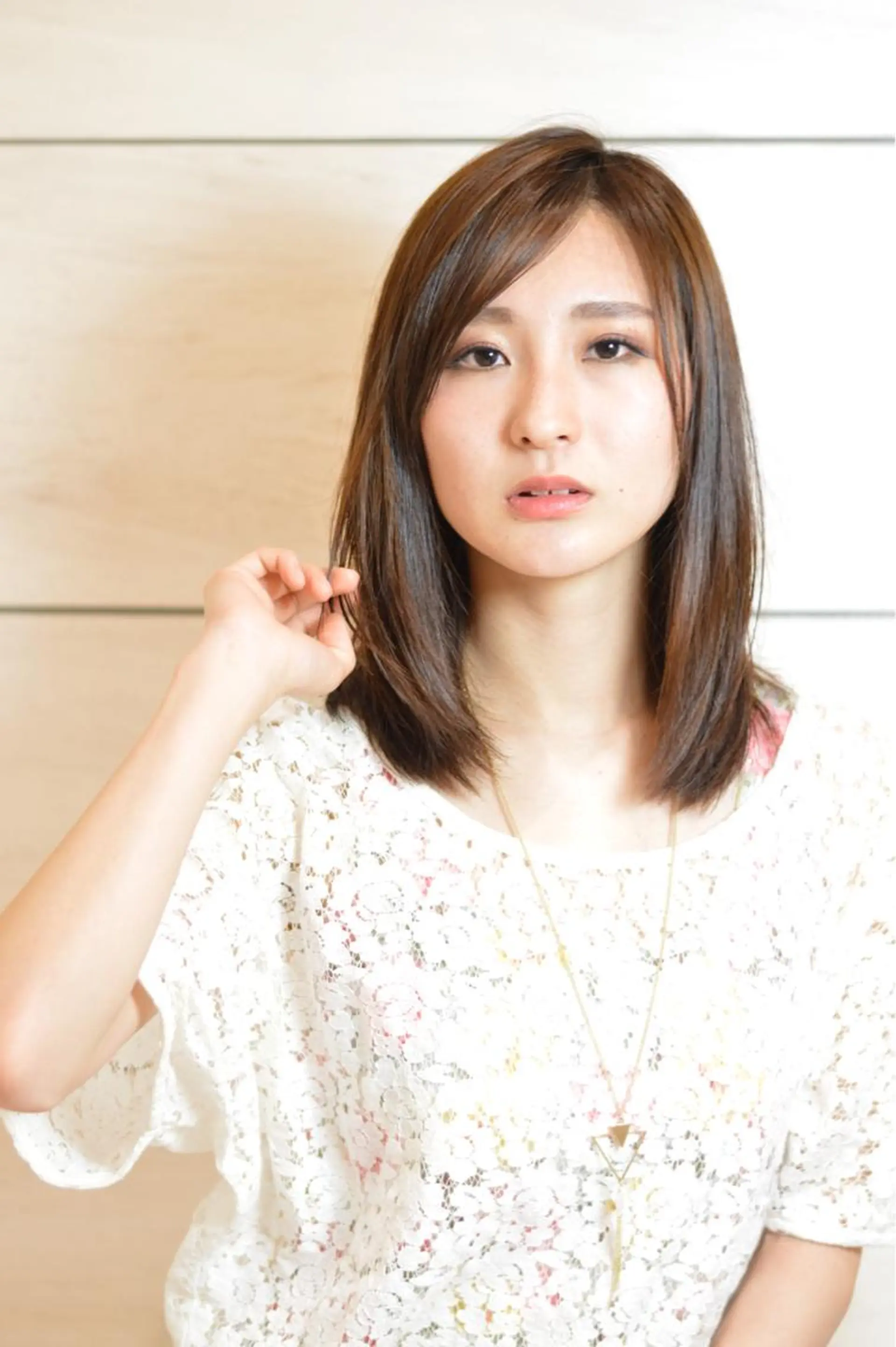 セミロング パーマ ストレートパーマ テラモト カズヨシのヘアスタイル