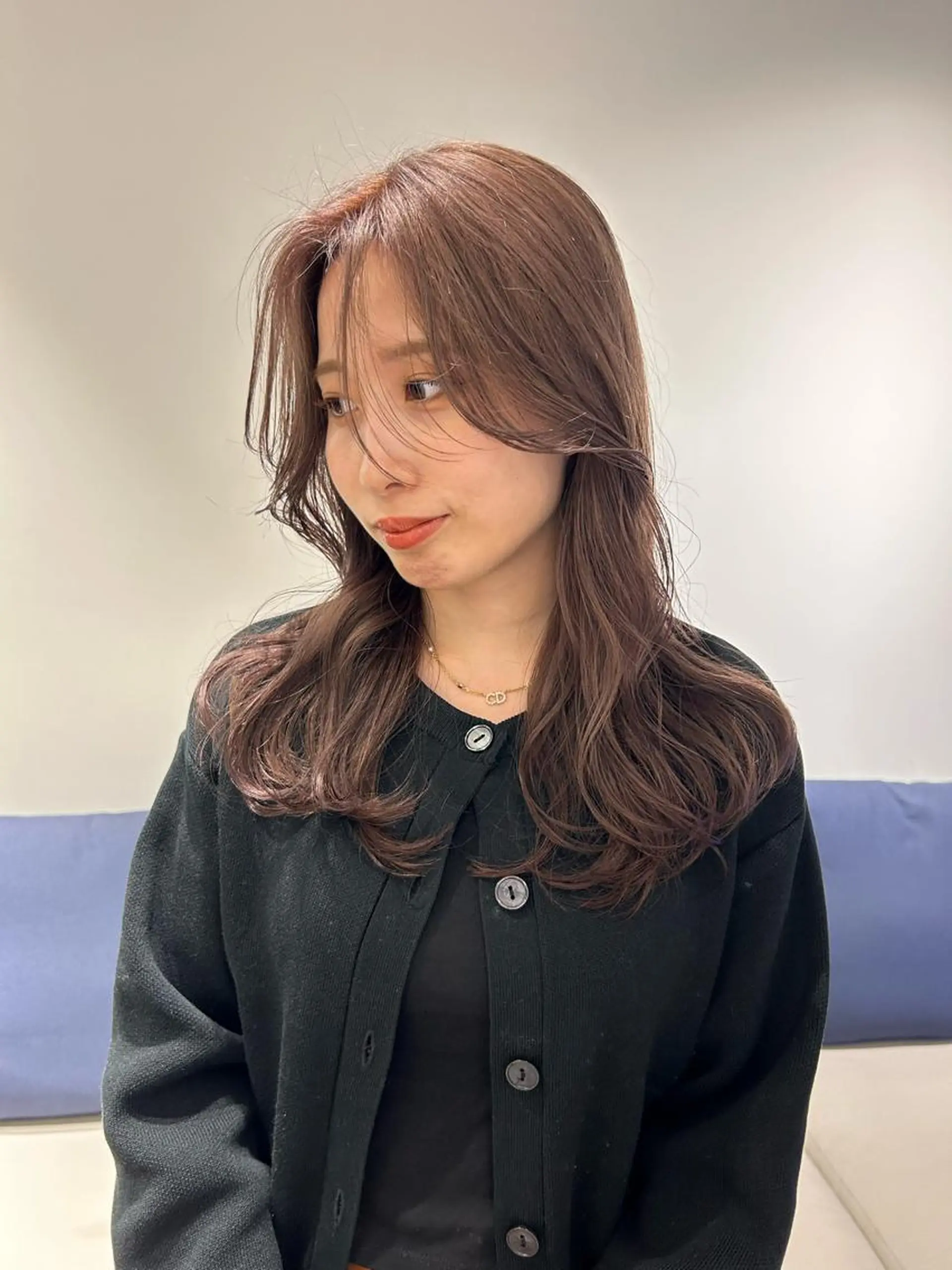 セミロング カラー パーマ レイヤー/透明感/ ブリーチなし/わかなのヘアスタイル