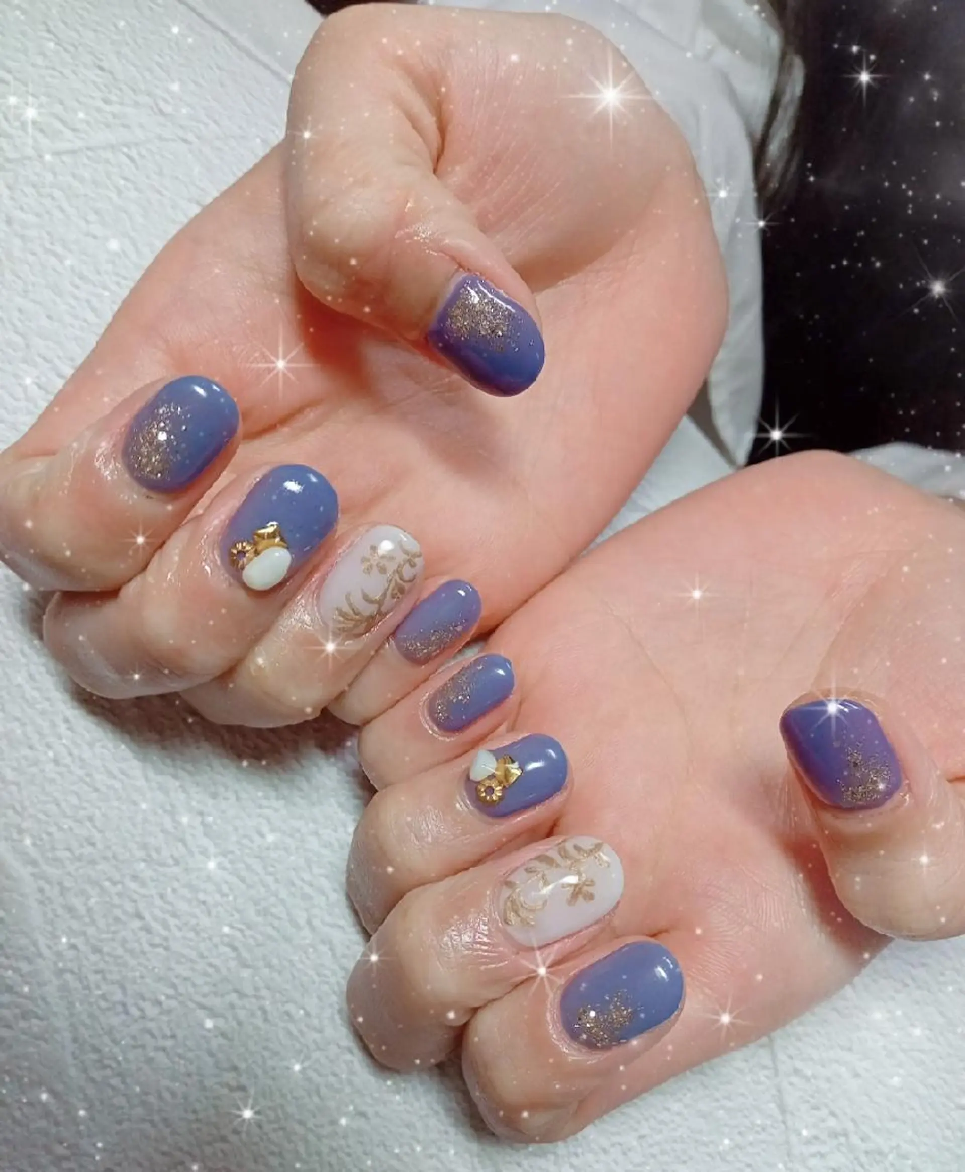 ショート ネイル アートネイル キラキラネイル ハンドネイル flure de neige yukiのネイルデザイン