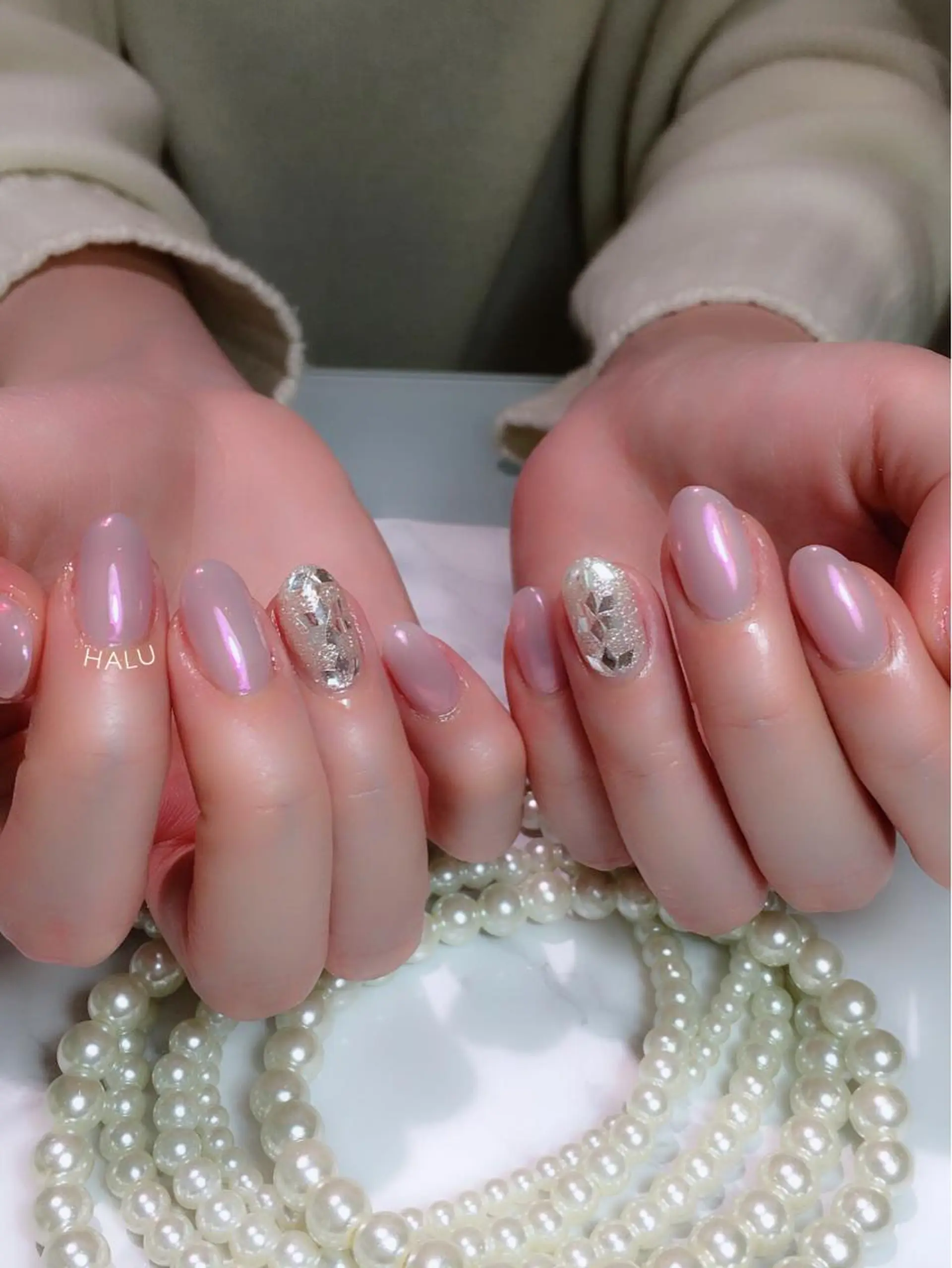ネイル ミラーネイル ピンク HALU ハルのネイルデザイン