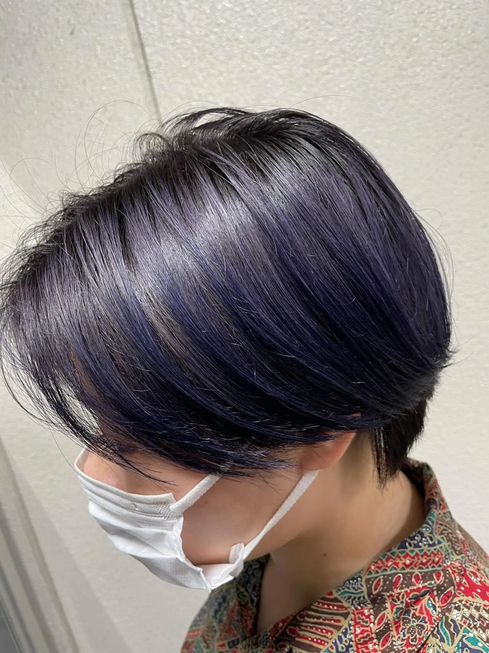 ショート カラー 黒髪 ネイビーカラー 髪質改善×美髪矯正 艶髪カラー 阪口のヘアスタイル