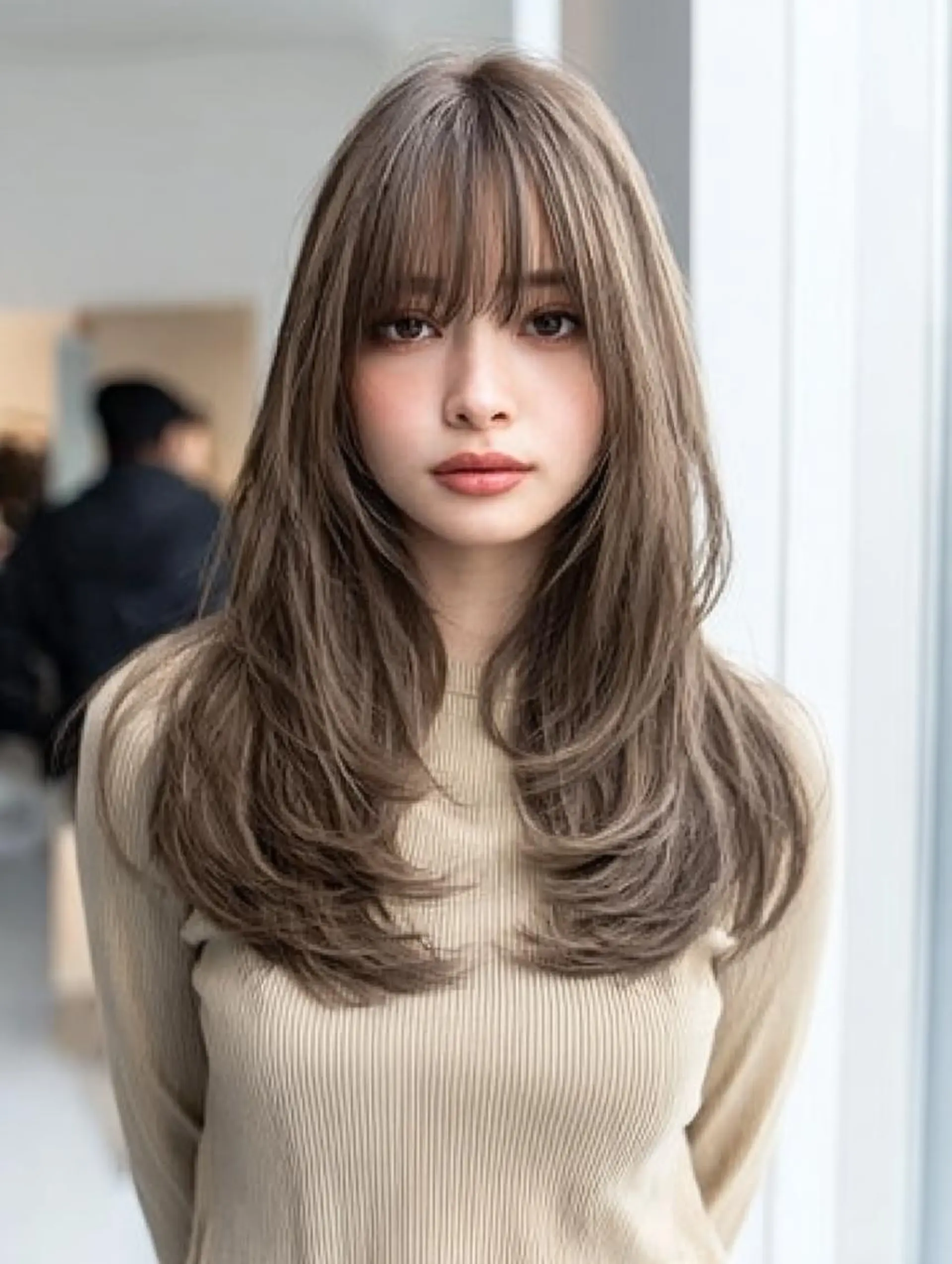 セミロング ハッシュカット 髪質改善 レイヤーカット 縮毛矯正 トリートメント 絶対可愛い暖色カラー 🌷うる艶🌷結奈✨のヘアスタイル