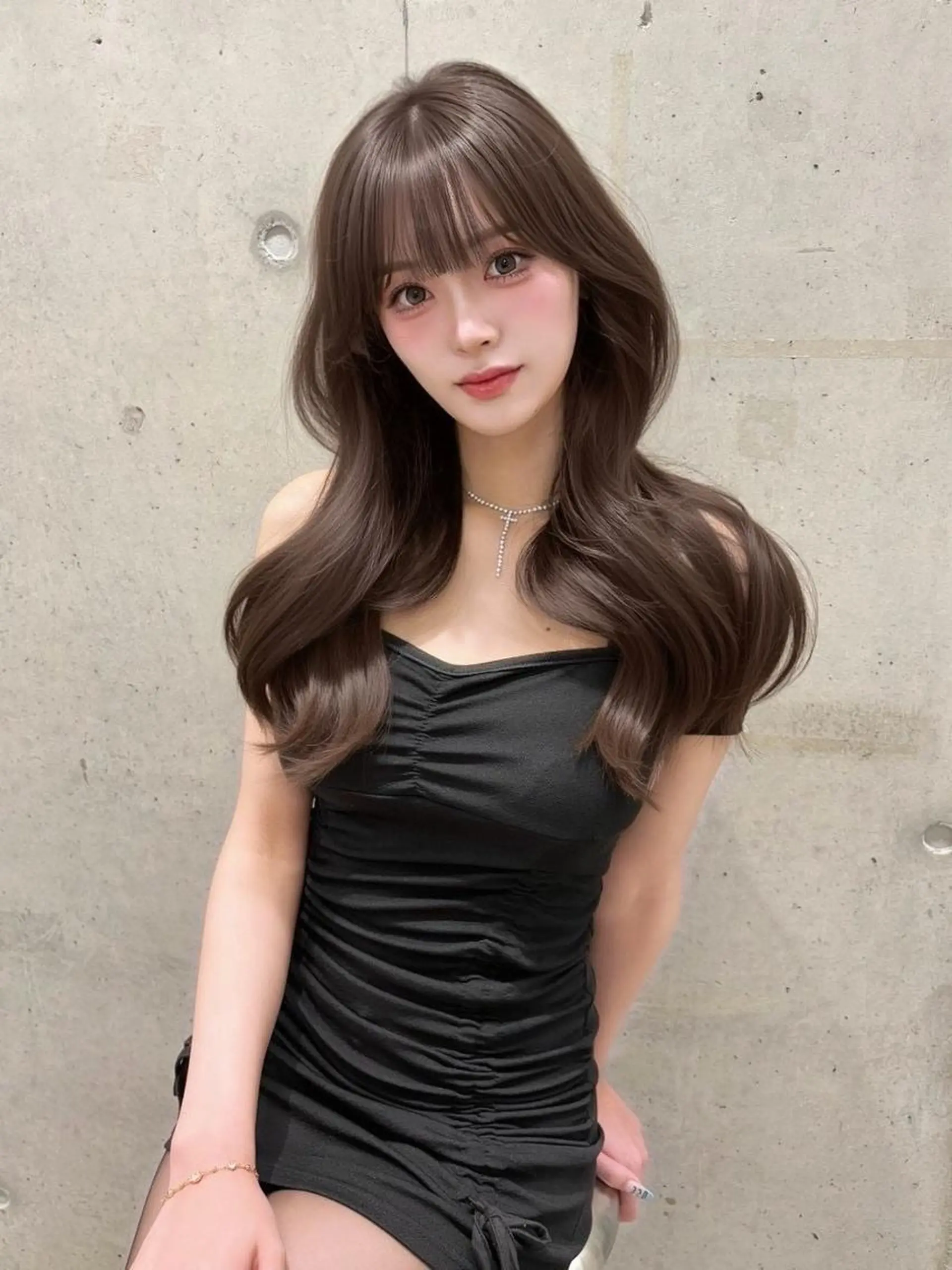 カラー セミロング ベージュカラー 透明感カラー ヘーゼル ♡韓国ヘア♡ ブリーチ✨ハイトーンのヘアスタイル