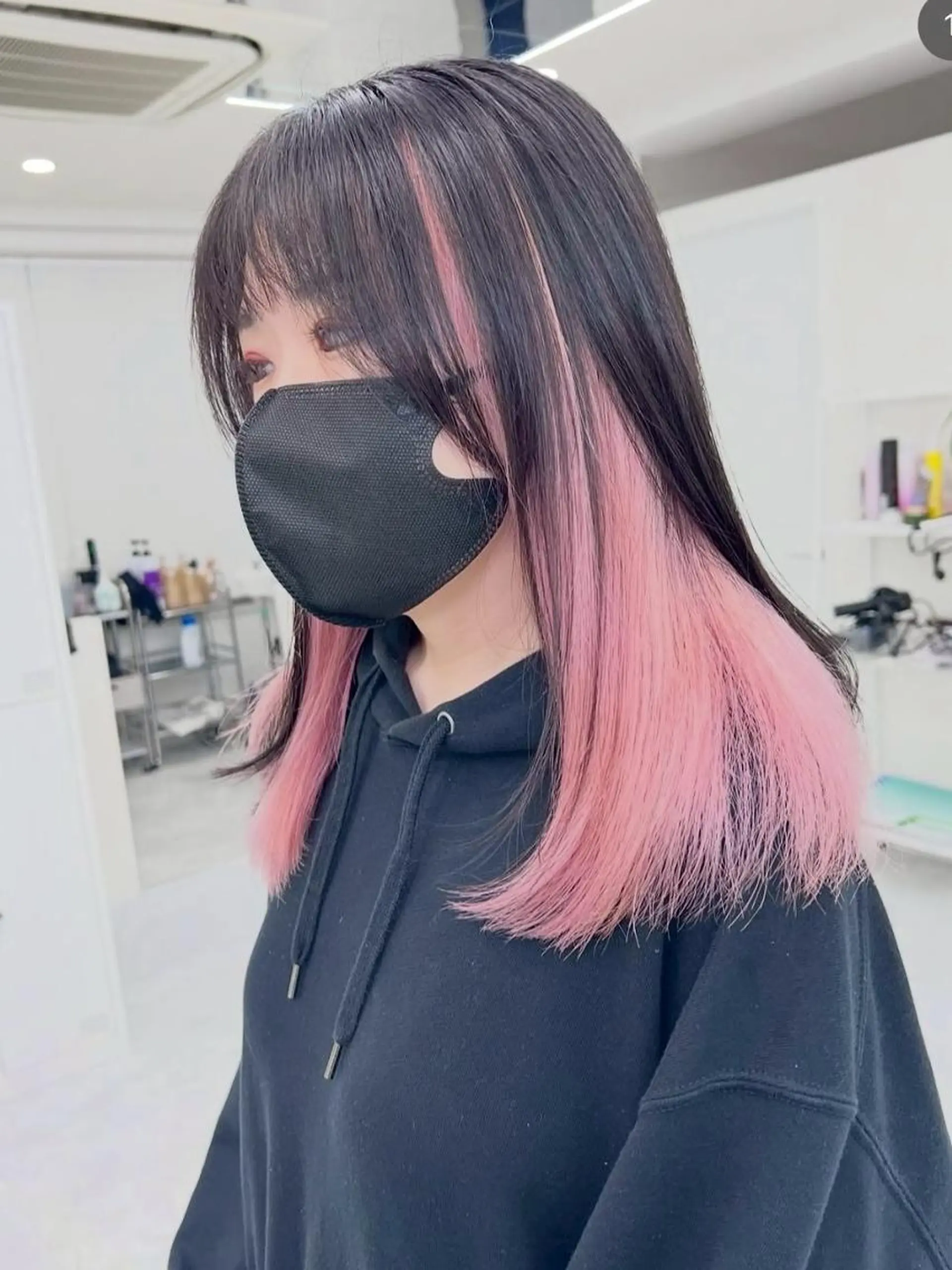 ロング カラー アディクシーカラー アッシュ バレイヤージュ ベージュカラー ブルーカラー 髪質改善ストレート髪 質改善カラー特化中崎のヘアスタイル