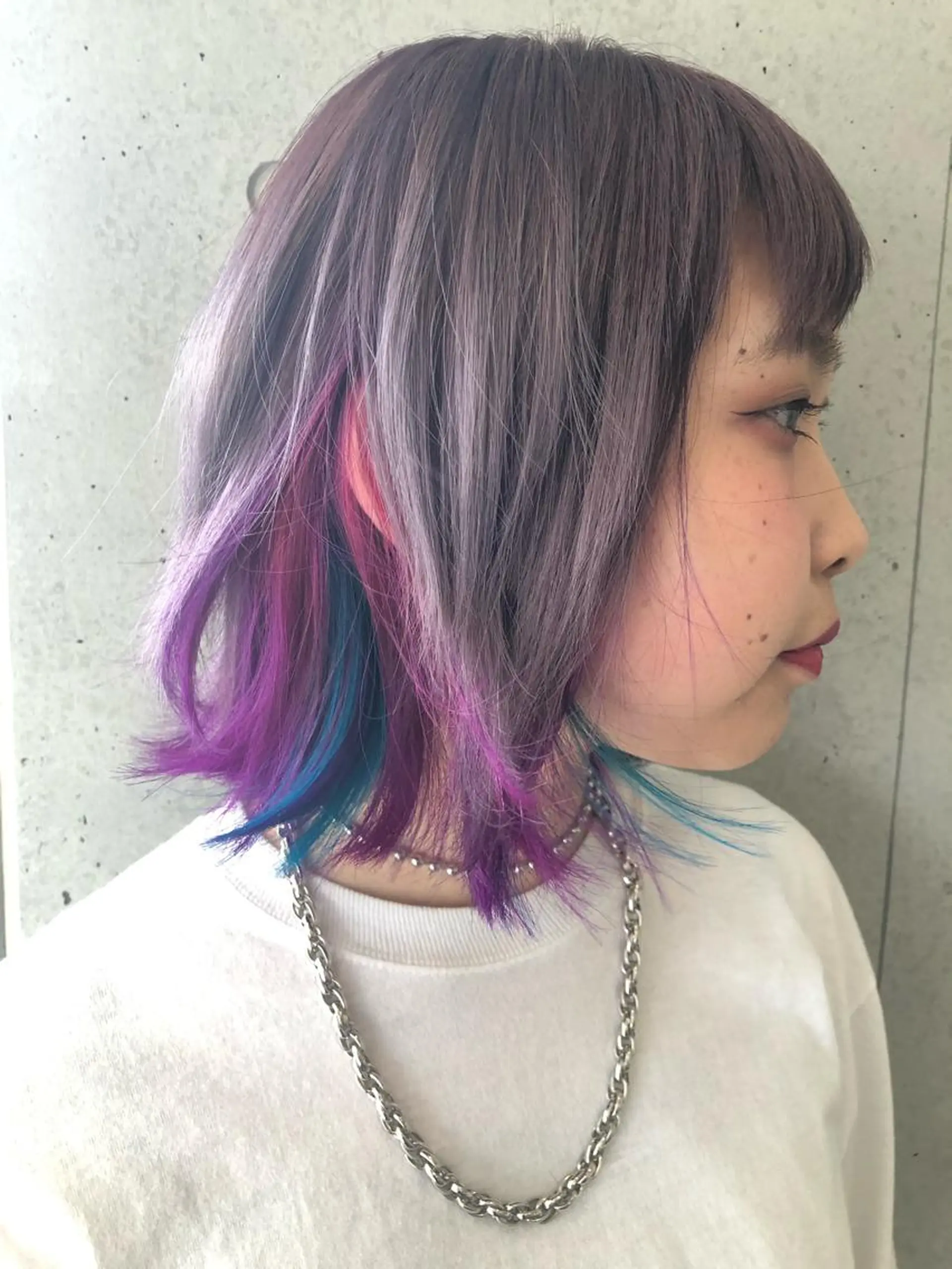 ミディアム カラー デザインカラー 松本 明日可のヘアスタイル