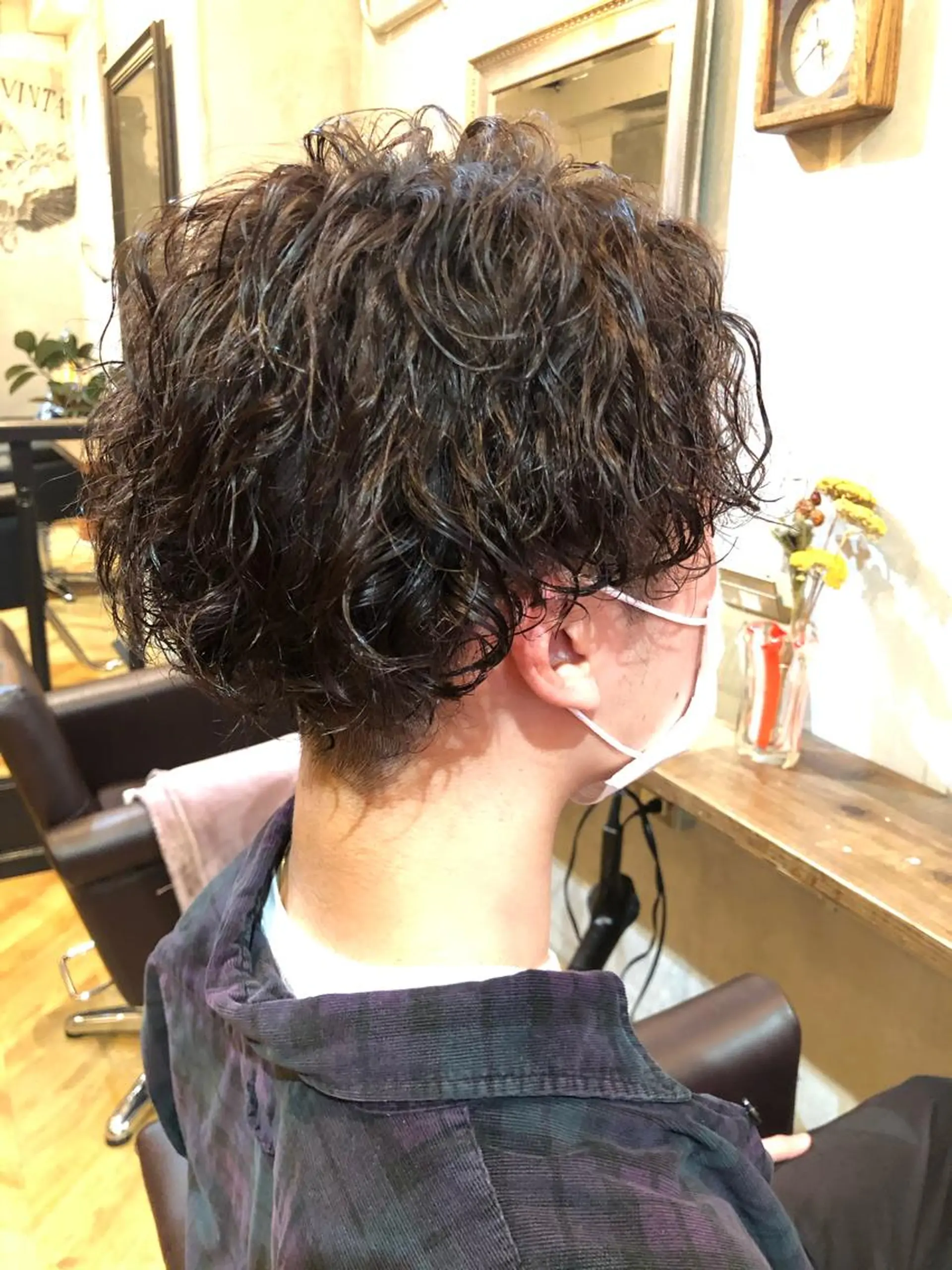 ミディアム パーマ メンズ ミディアムパーマ メンズパーマ スパイラルパーマ エクステ指名No.1 【店長】橘田のヘアスタイル