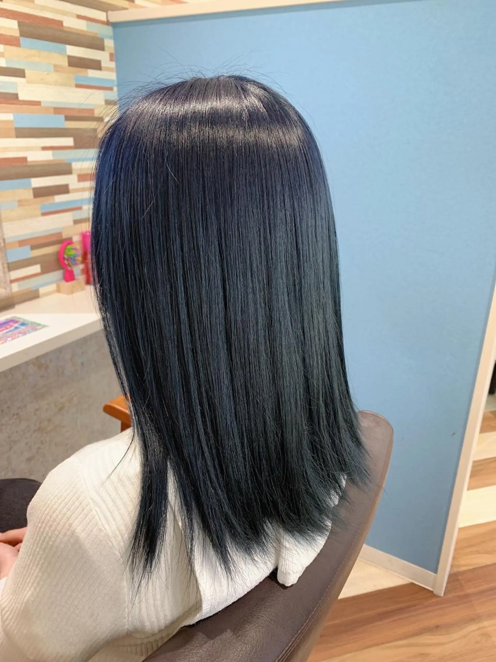 ミディアム カラー 黒髪 ブルーカラー ダブルカラー ネイビーカラー stylist Yukieのヘアスタイル