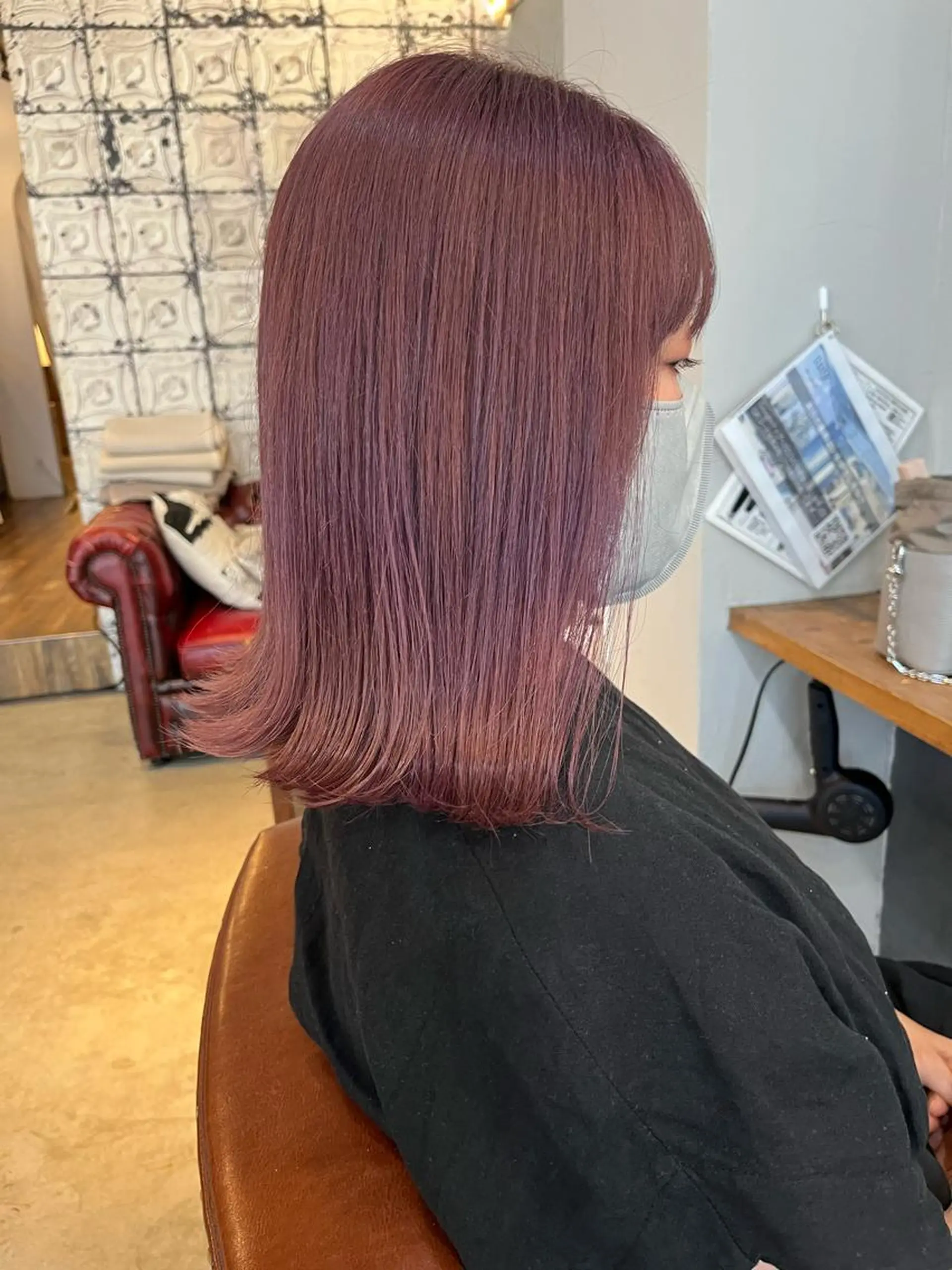 ミディアム カラー ラベンダーカラー ピンクカラー ピンクラベンダー パープルカラー ヘアカラー hono/ボブ/ ハイトーン/ベージュのヘアスタイル